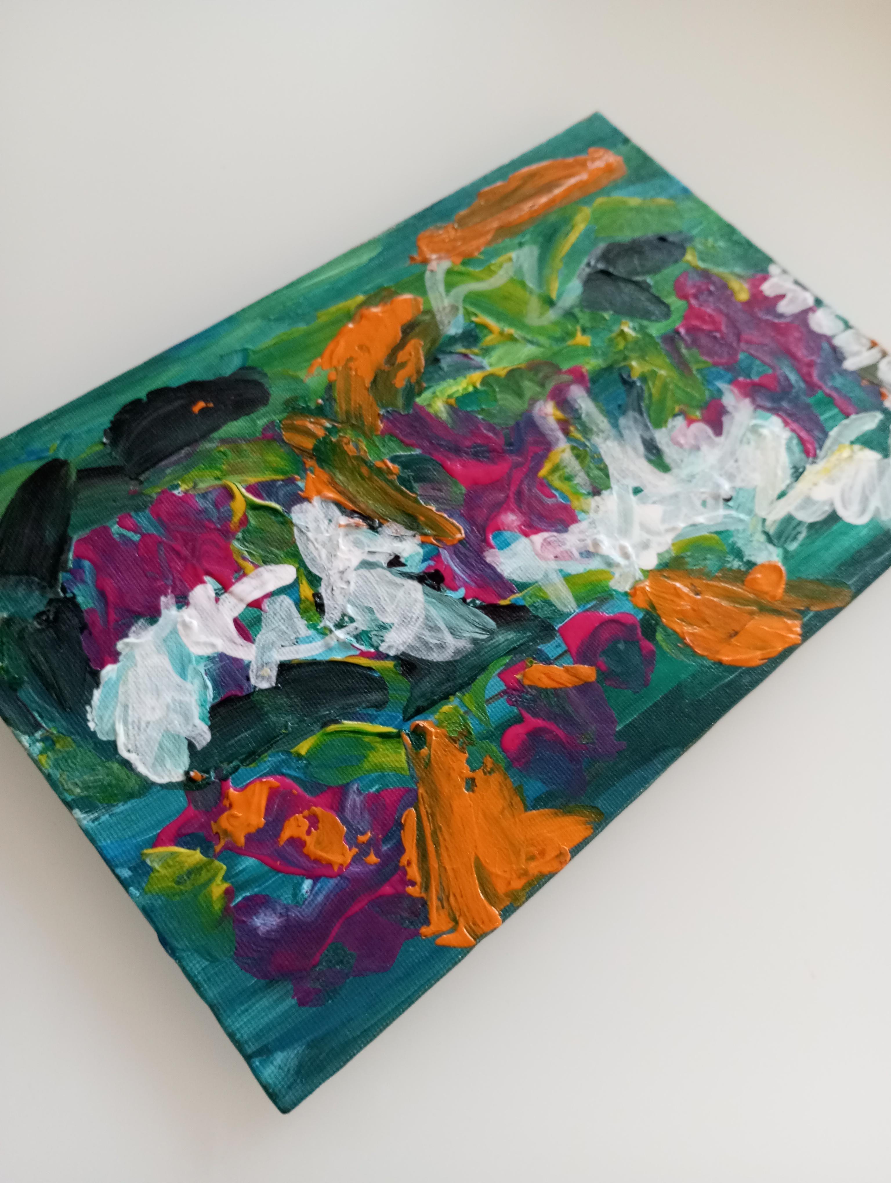 Pintura acrílica abstracta expresiva contemporánea 