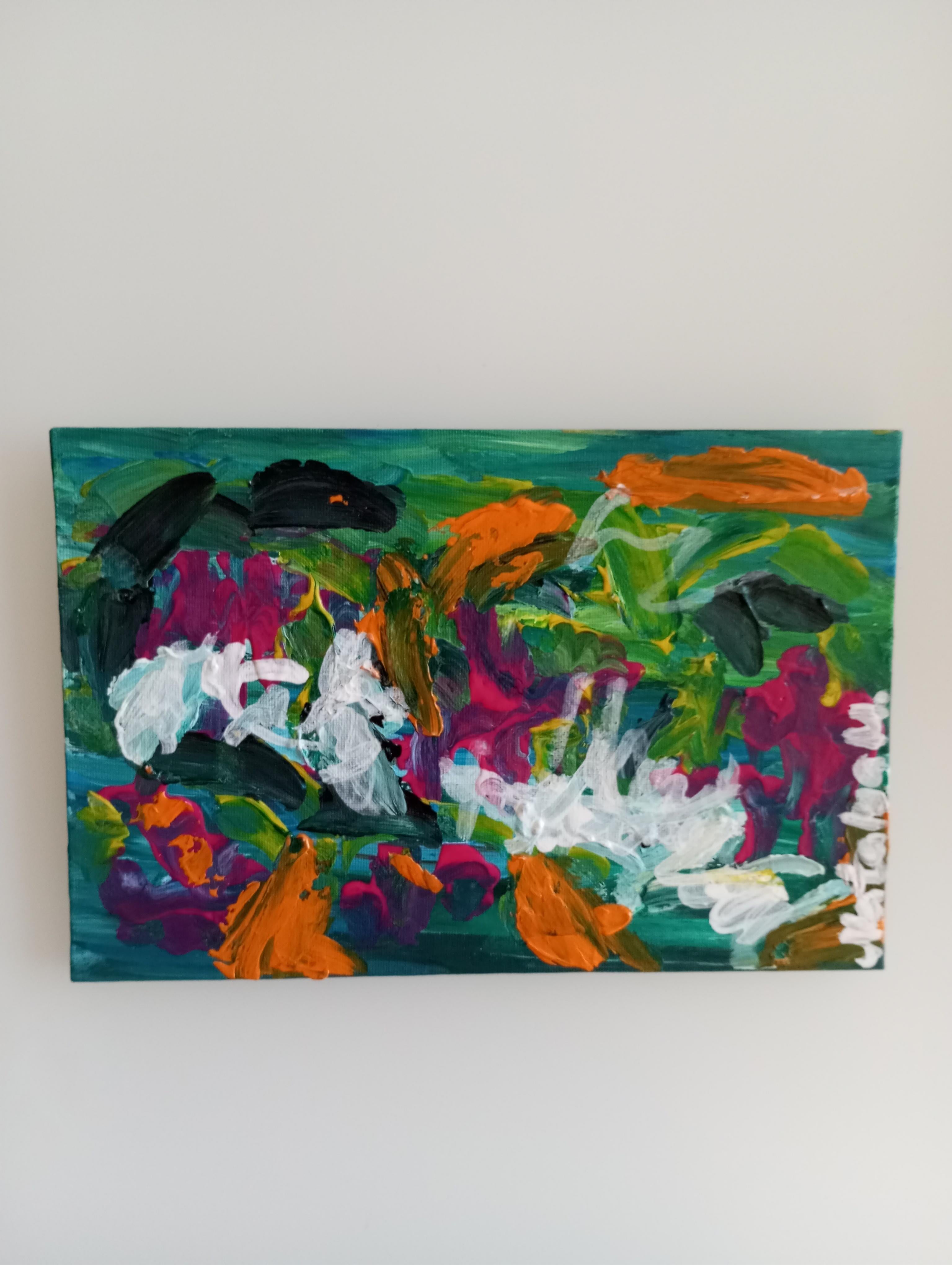 Pintura acrílica abstracta expresiva contemporánea 