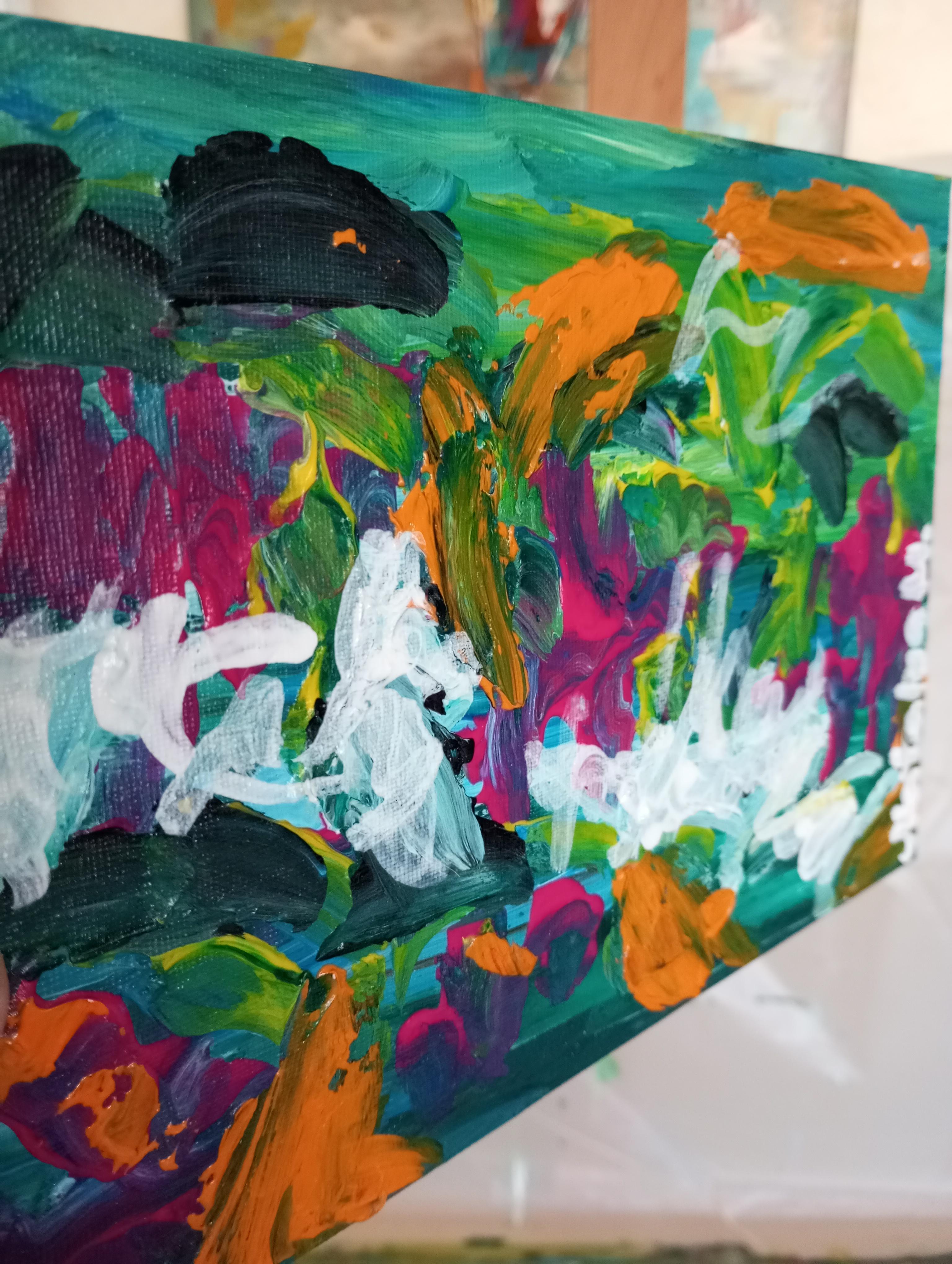 Pintura acrílica abstracta expresiva contemporánea 