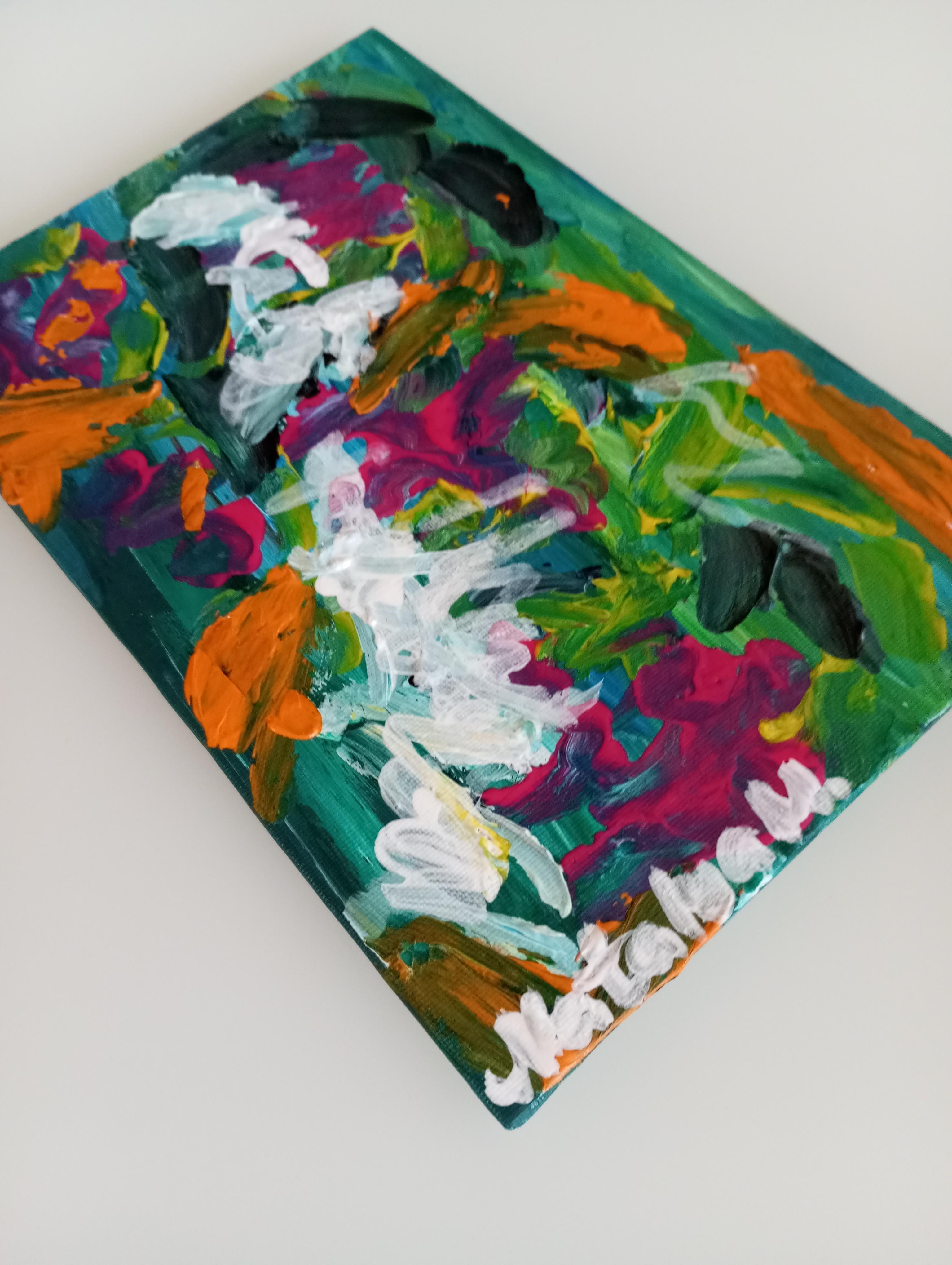 Pintura acrílica abstracta expresiva contemporánea 