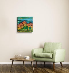 Contemporary French Landscape Painting on Canvas "Colorful Houses in Provence"