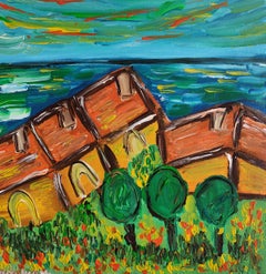 Quadro contemporaneo su tela "Case colorate in Provenza".