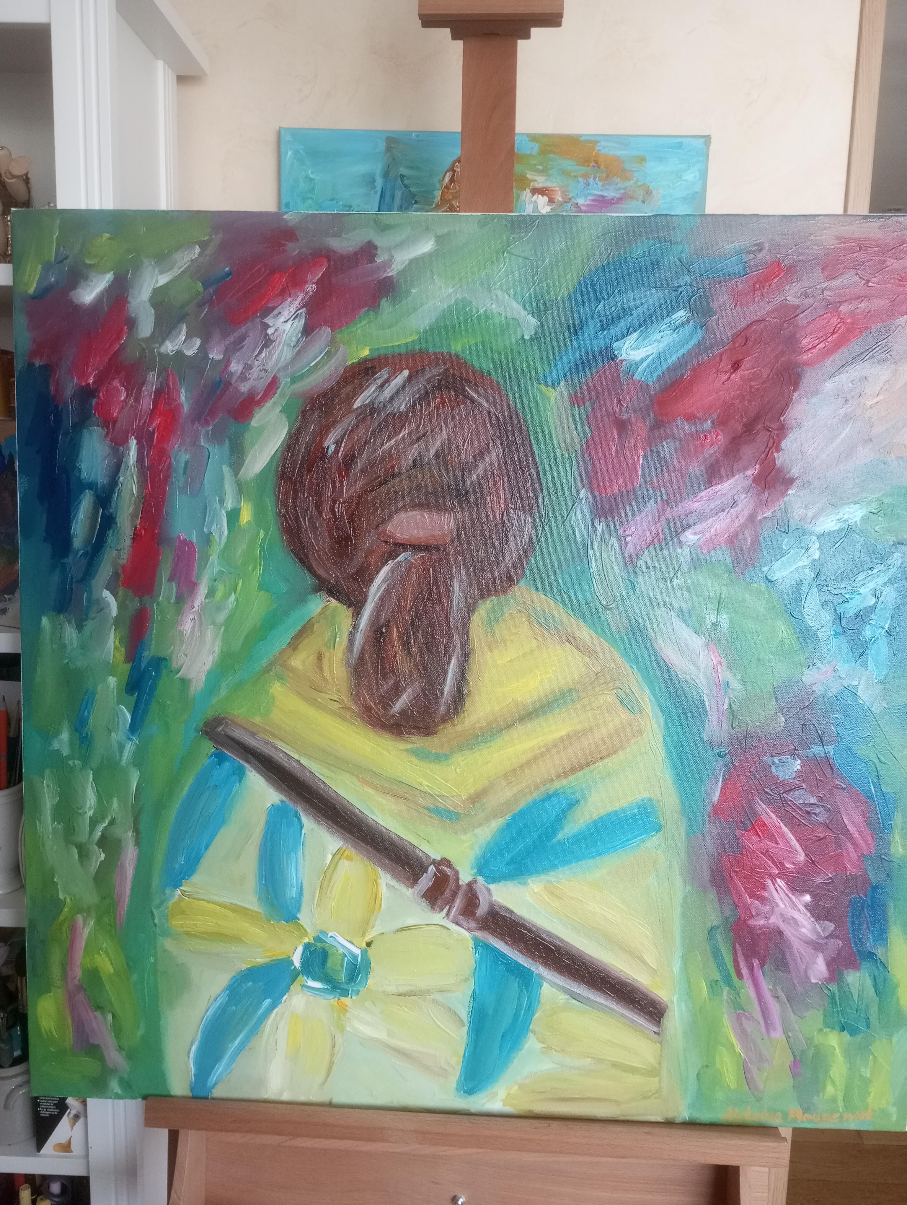 Peinture impressionniste contemporaine de femme sur toile en vente 2