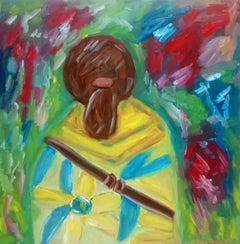 Contemporary impressionist figurative art oil painting of woman on canvas
