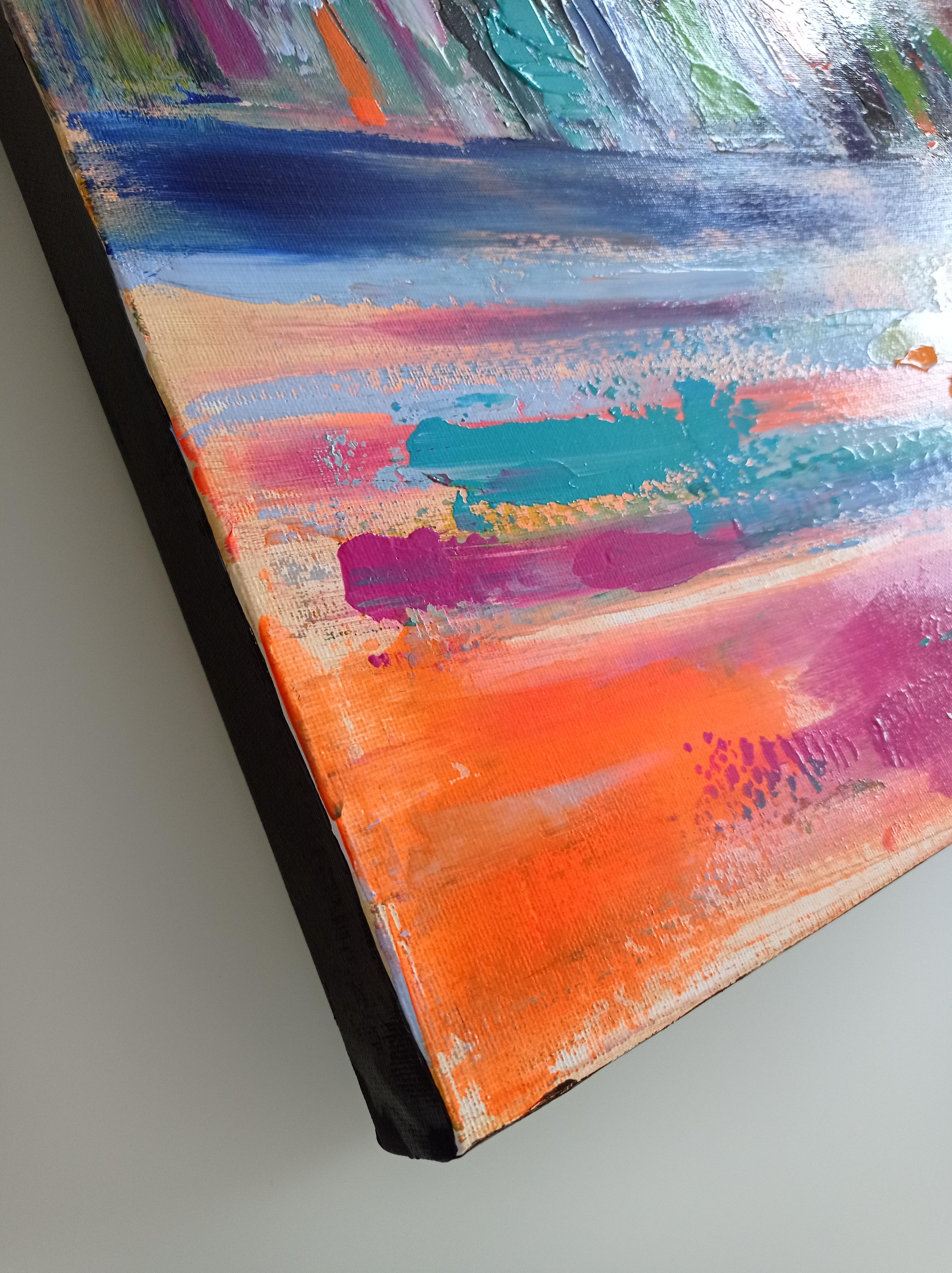 Lienzo de pintura acrílica abstracta contemporánea de naturaleza viva 