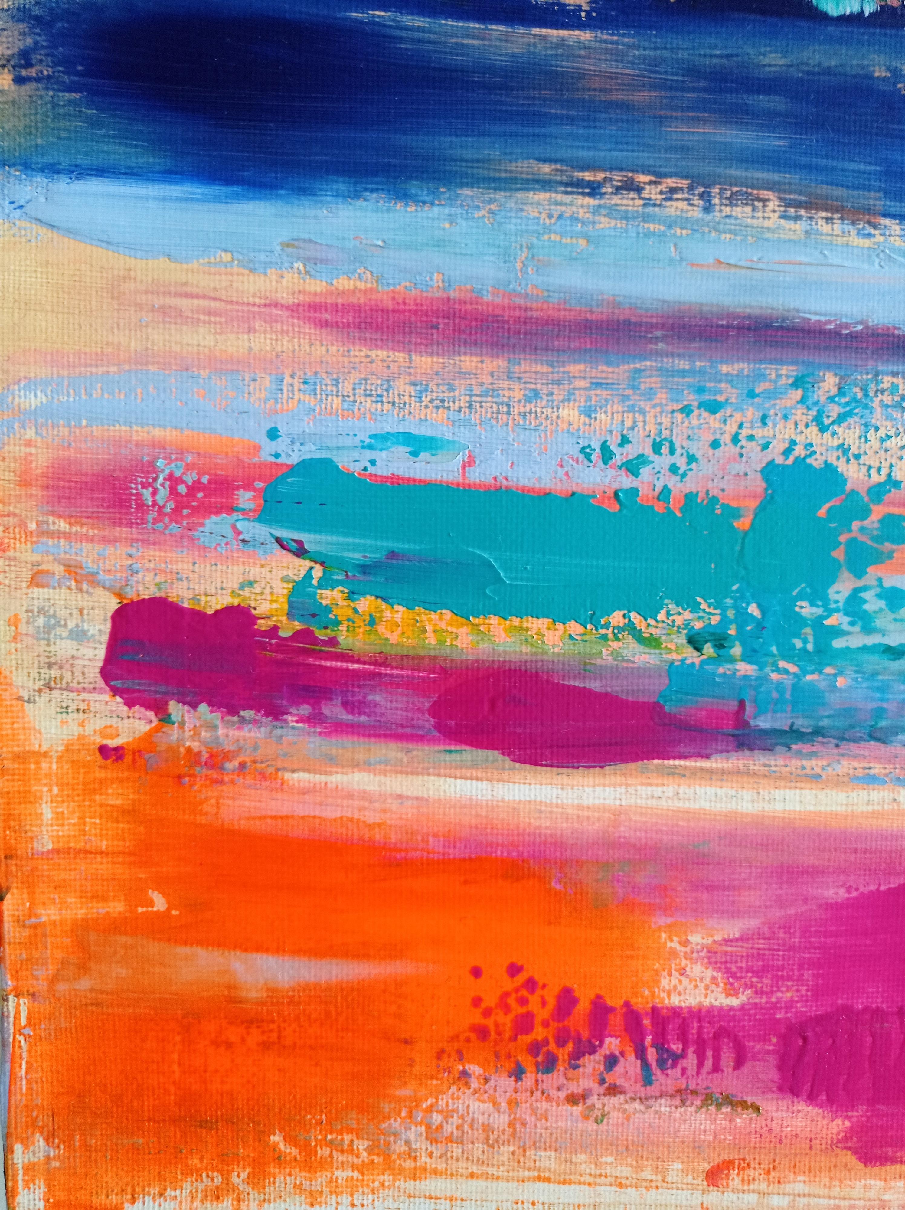 Lienzo de pintura acrílica abstracta contemporánea de naturaleza viva 