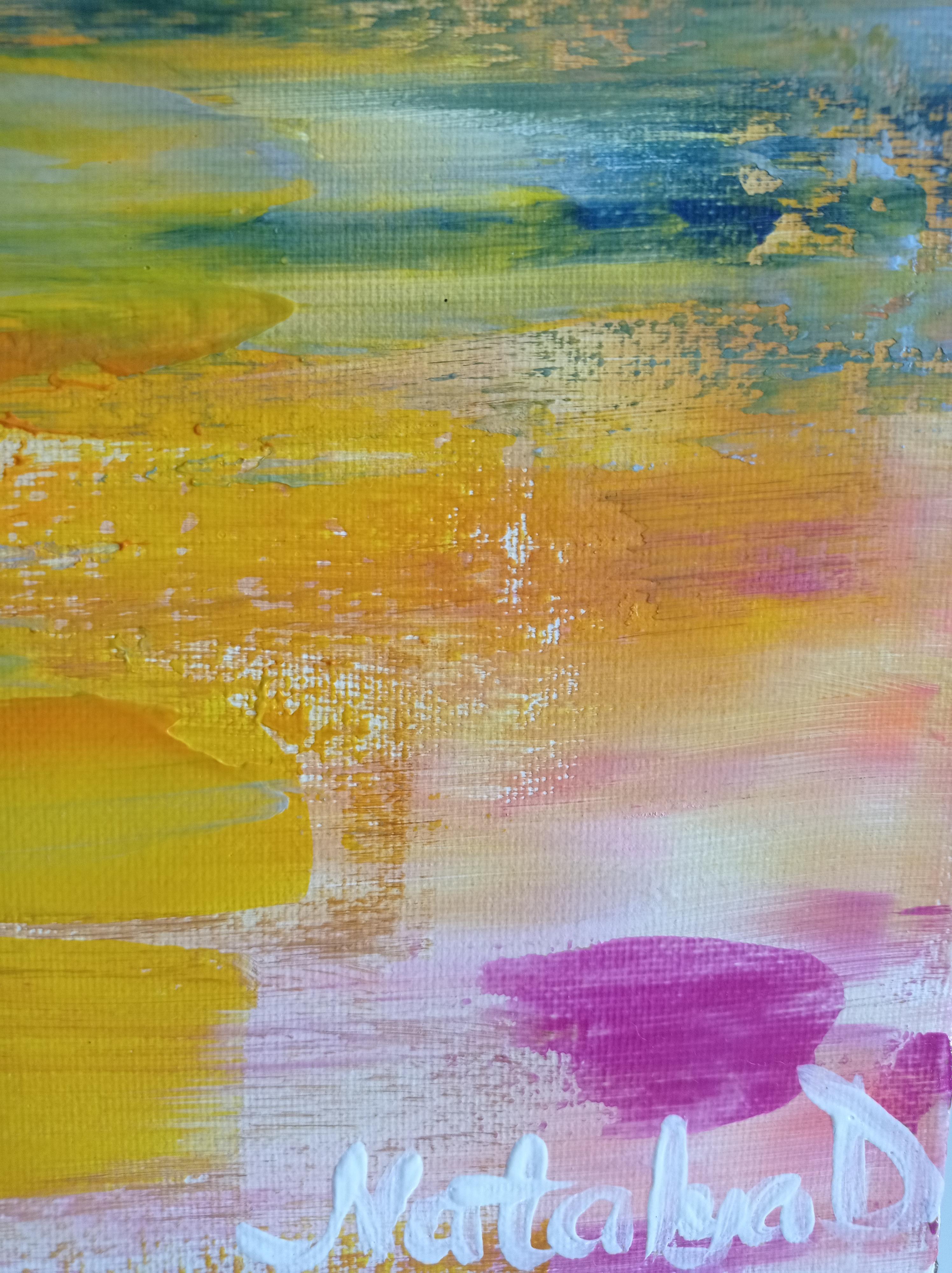 Lienzo de pintura acrílica abstracta contemporánea de naturaleza viva 
