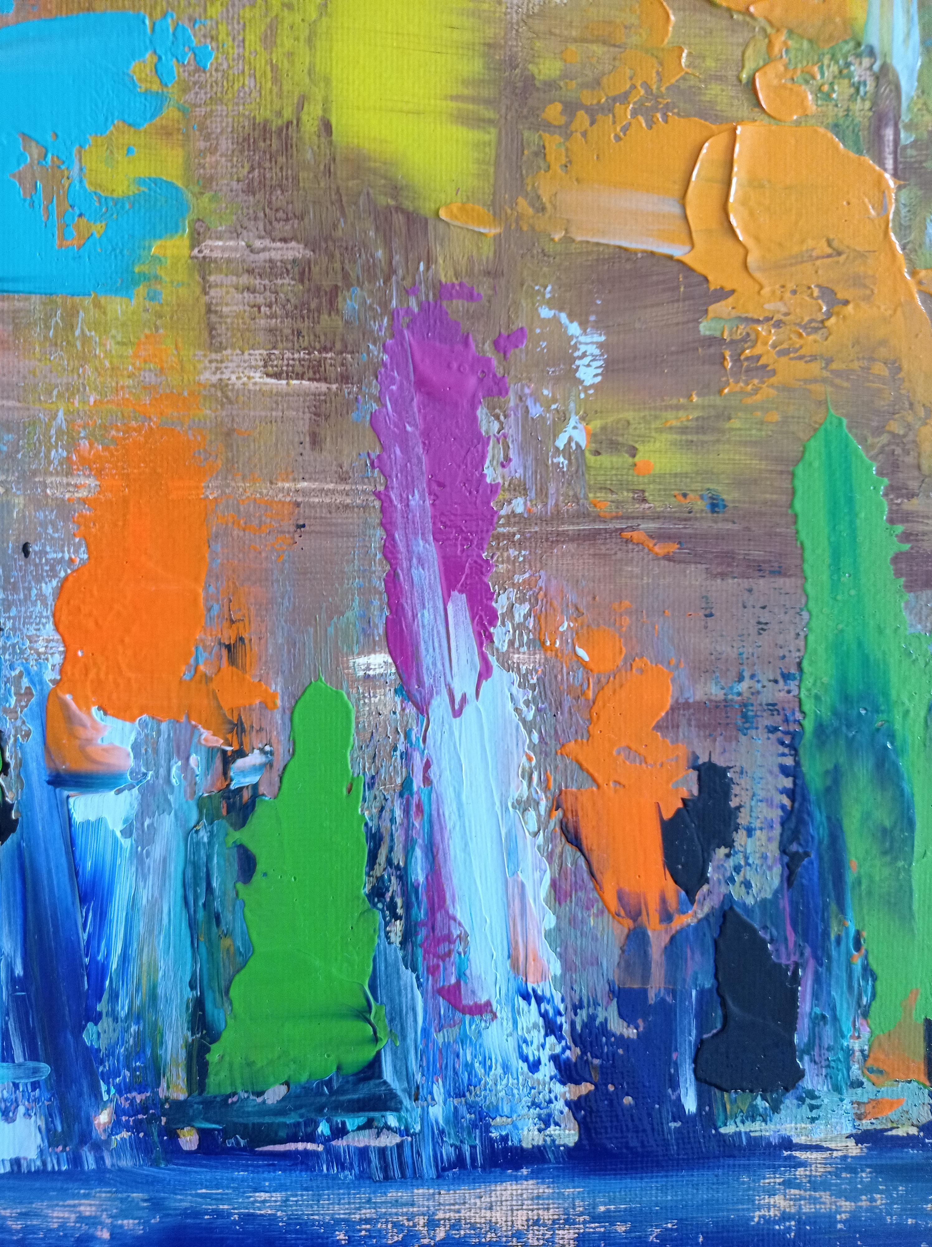 Lienzo de pintura acrílica abstracta contemporánea de naturaleza viva 