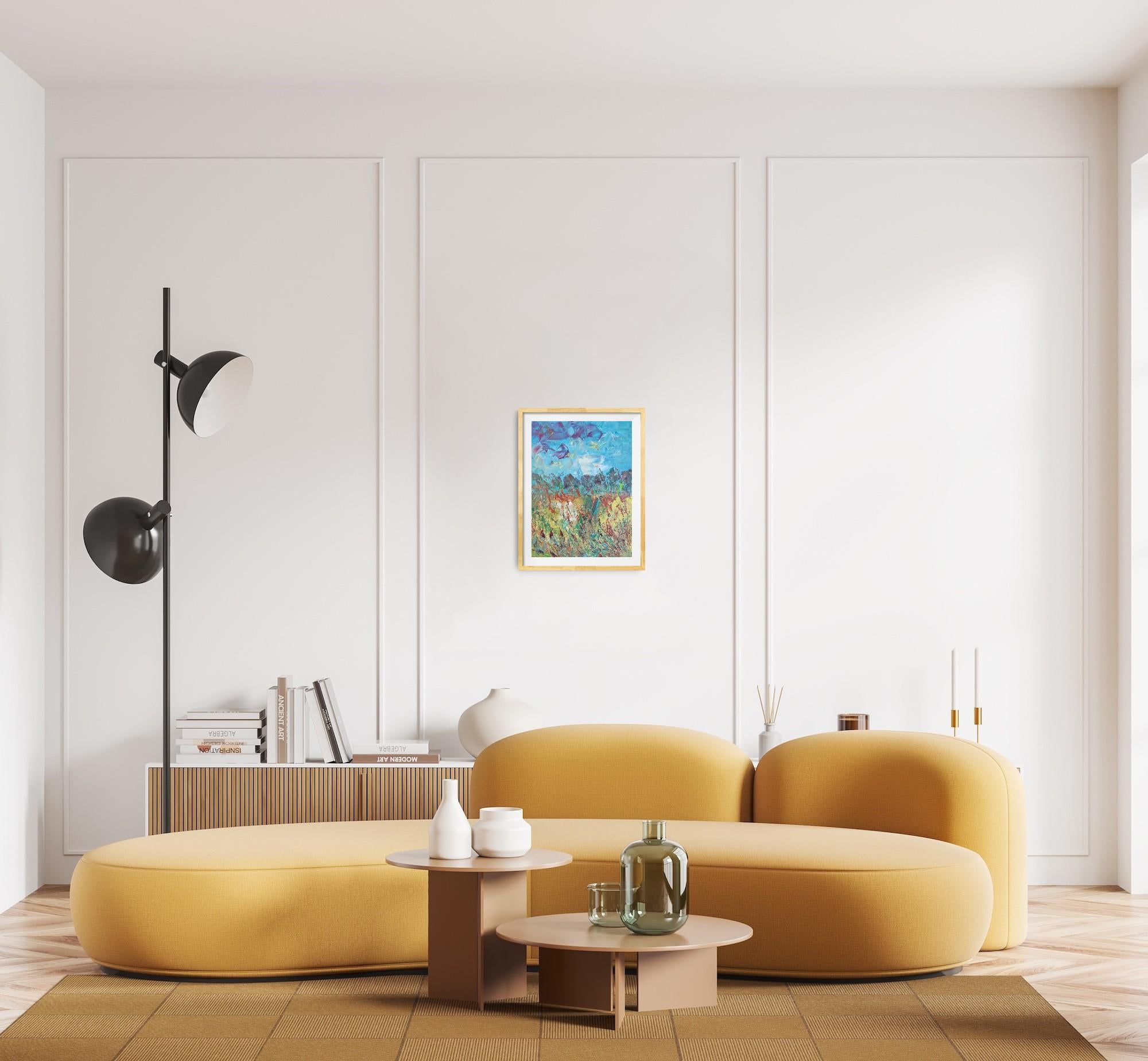 Arte contemporáneo Impresionista abstracto naturaleza paisaje pintura al óleo sobre papel en venta 7