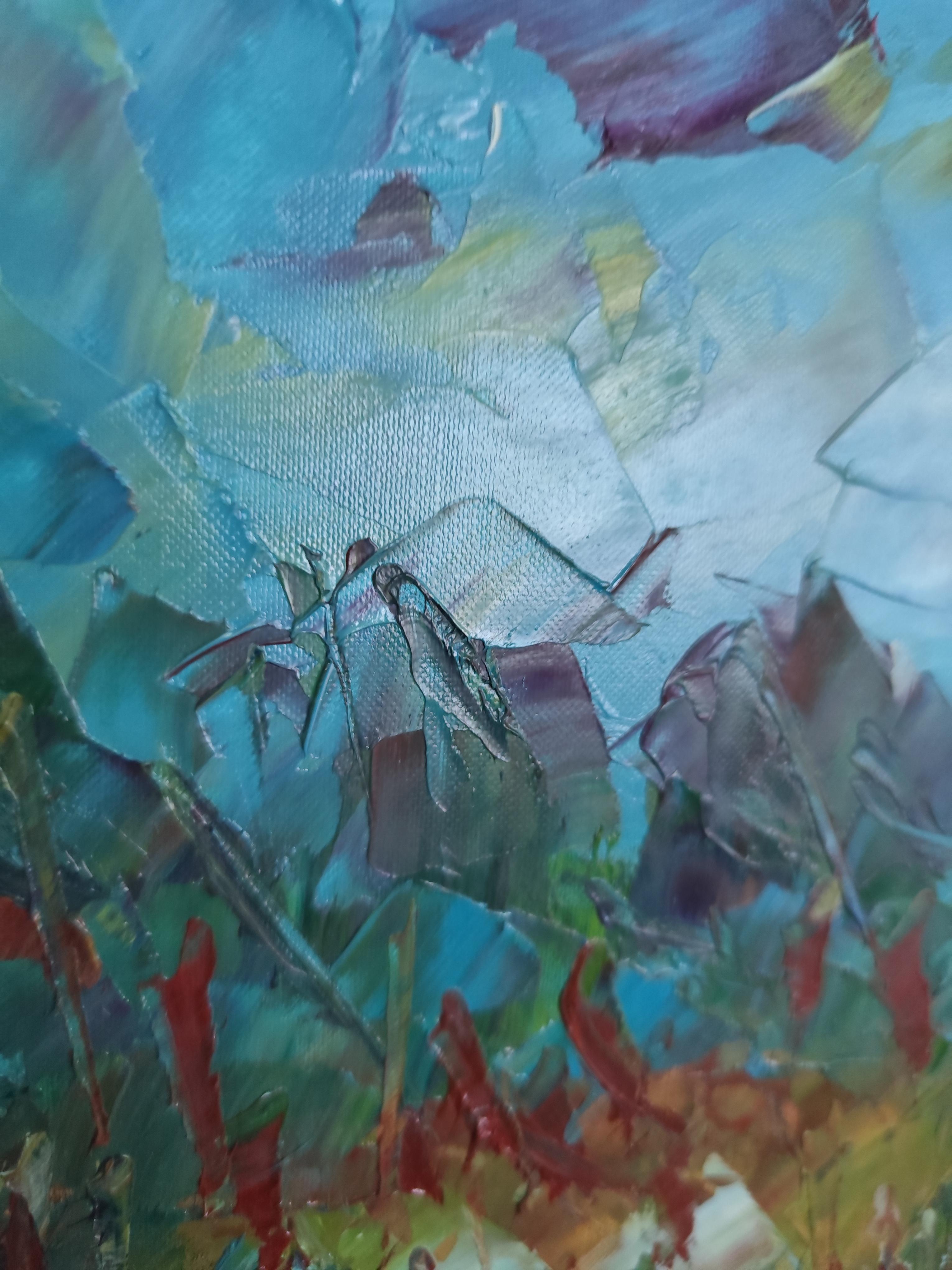 Arte contemporáneo Impresionista abstracto naturaleza paisaje pintura al óleo sobre papel en venta 10