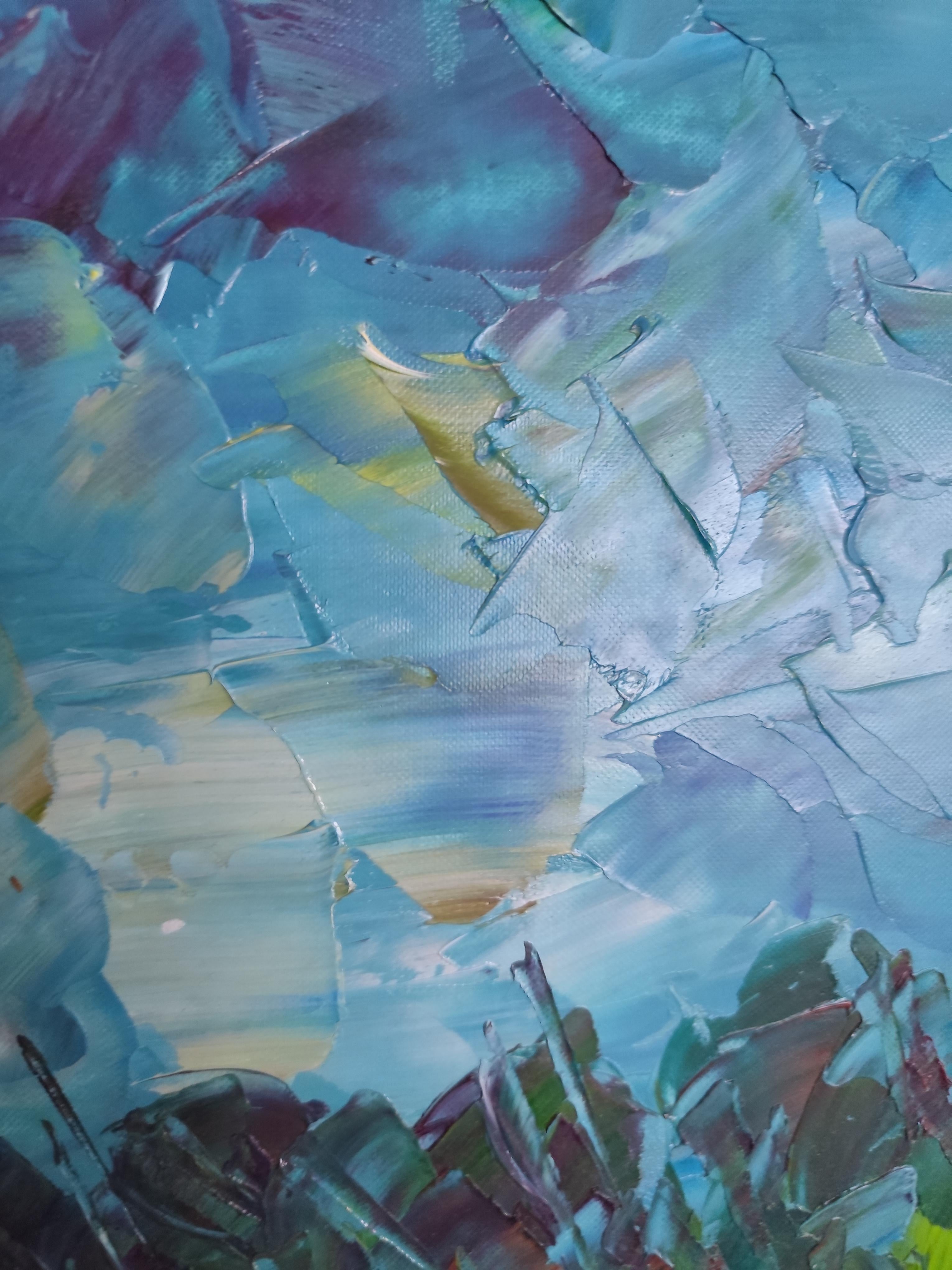 Arte contemporáneo Impresionista abstracto naturaleza paisaje pintura al óleo sobre papel en venta 13