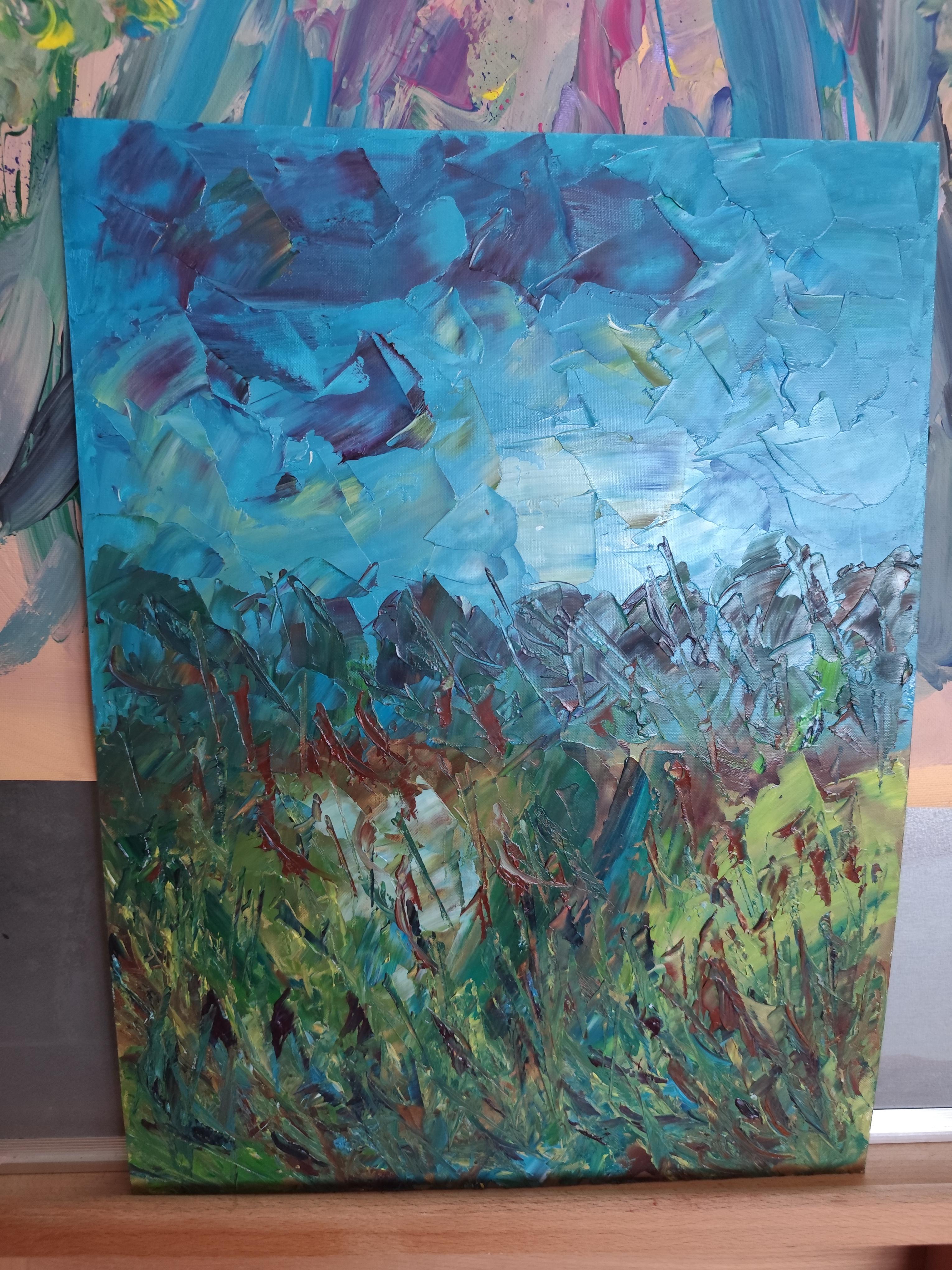 Arte contemporáneo Impresionista abstracto naturaleza paisaje pintura al óleo sobre papel en venta 16
