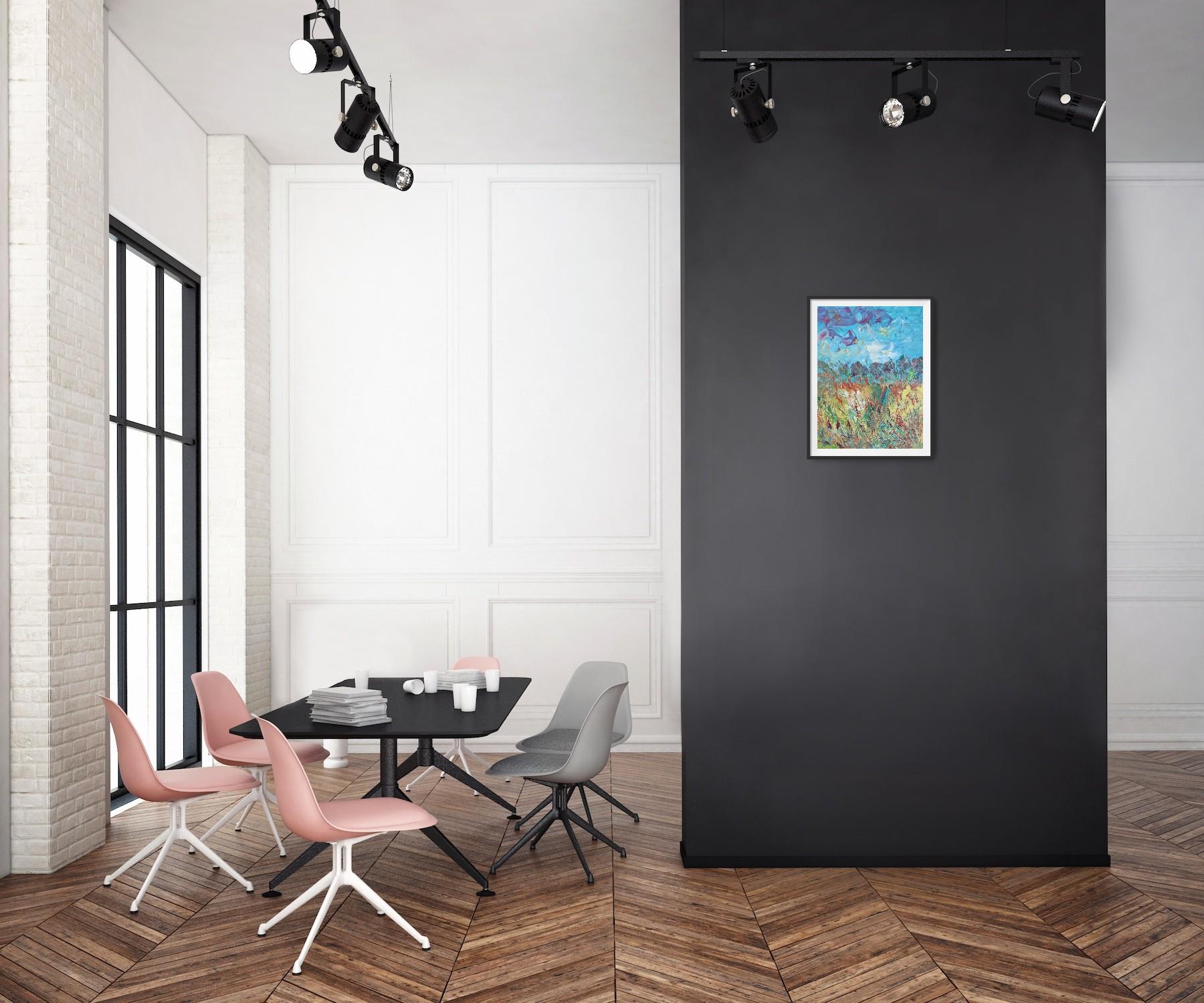 Arte contemporáneo Impresionista abstracto naturaleza paisaje pintura al óleo sobre papel en venta 5