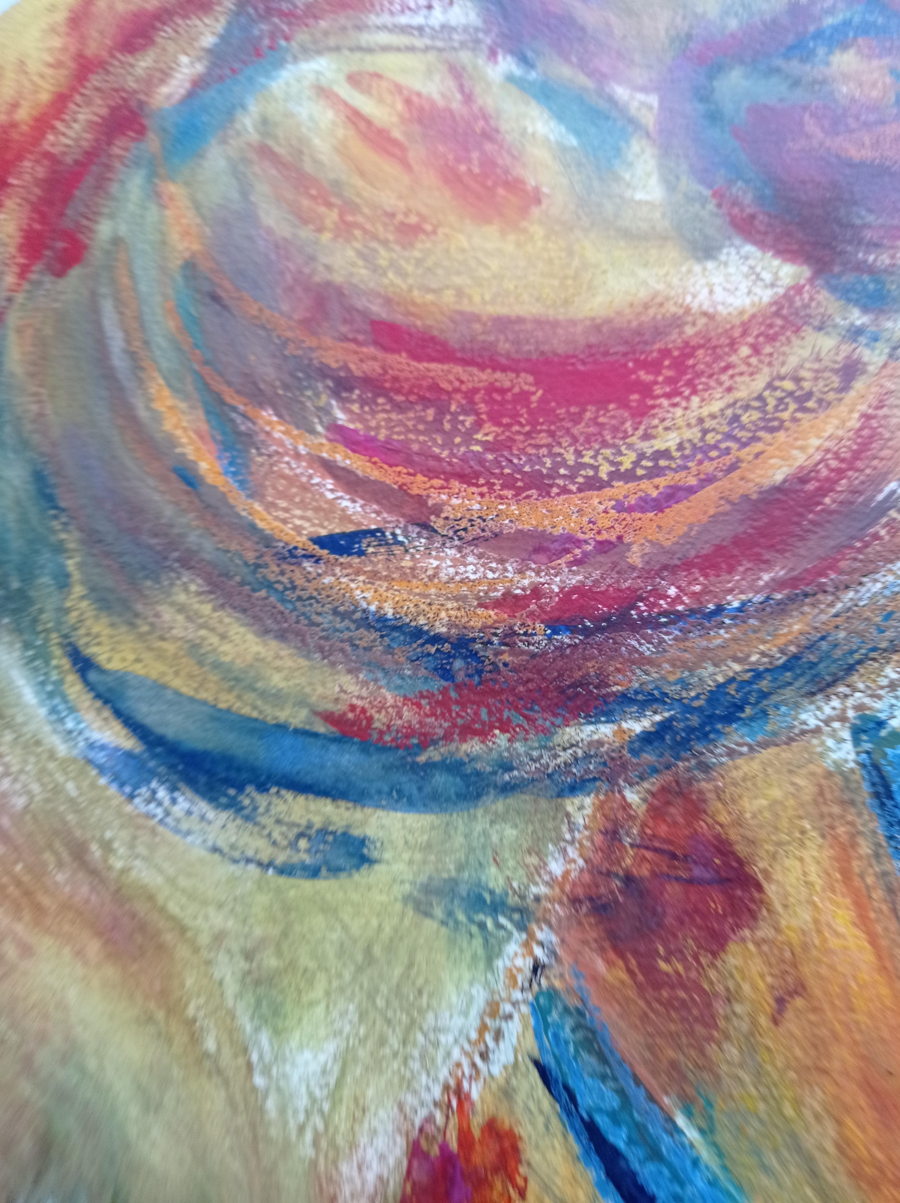 Contemporary colorful figurative art oil pastels painting of women on paper For Sale 2