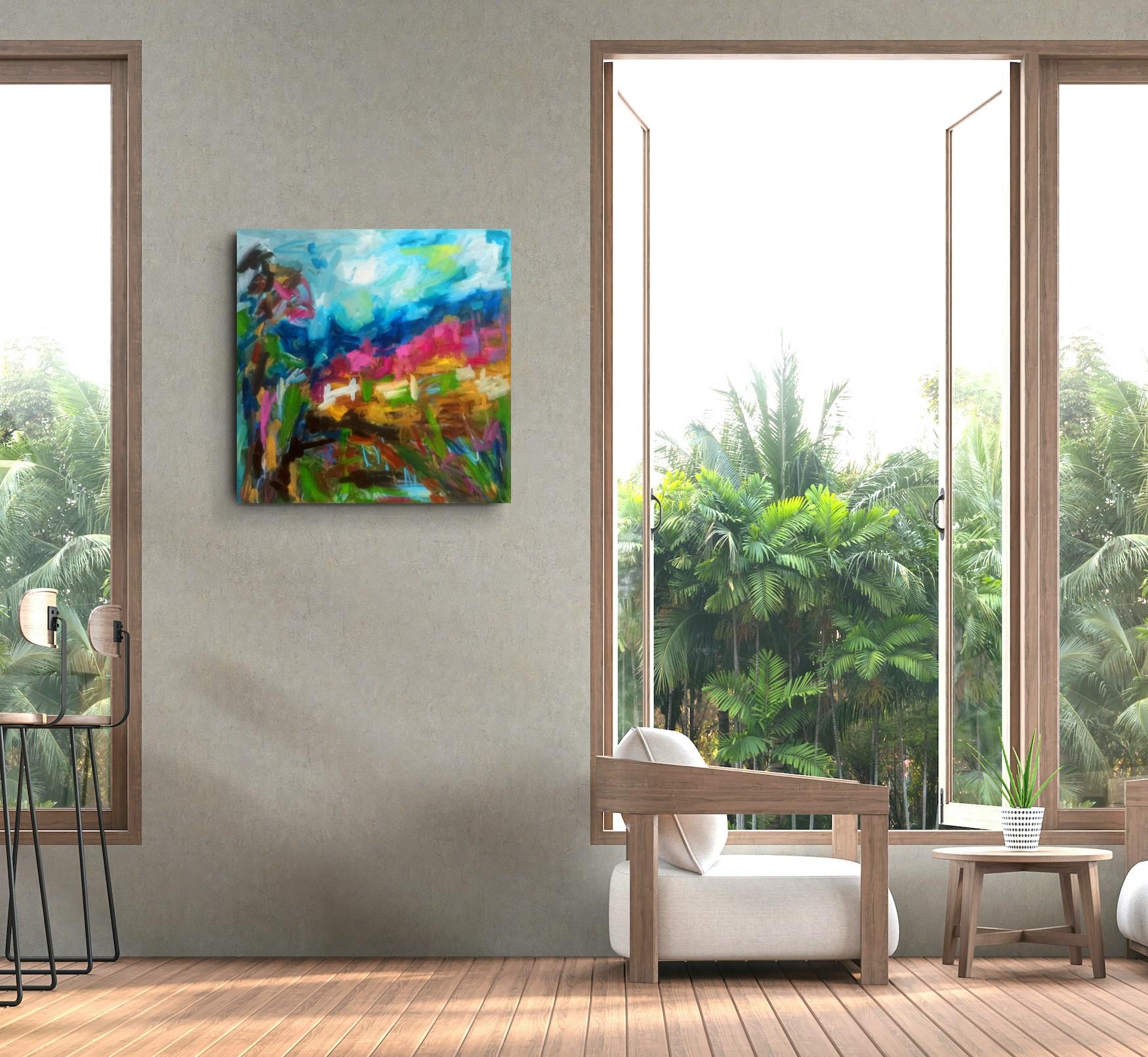 Questa opera d'arte contemporanea, espressiva e vibrante, raffigura la natura estiva in fiore dove l'essere umano può rifugiarsi e trovare un momento di calma e serenità.

Quest'opera d'arte è piena di pennellate espressive in cui ho potuto