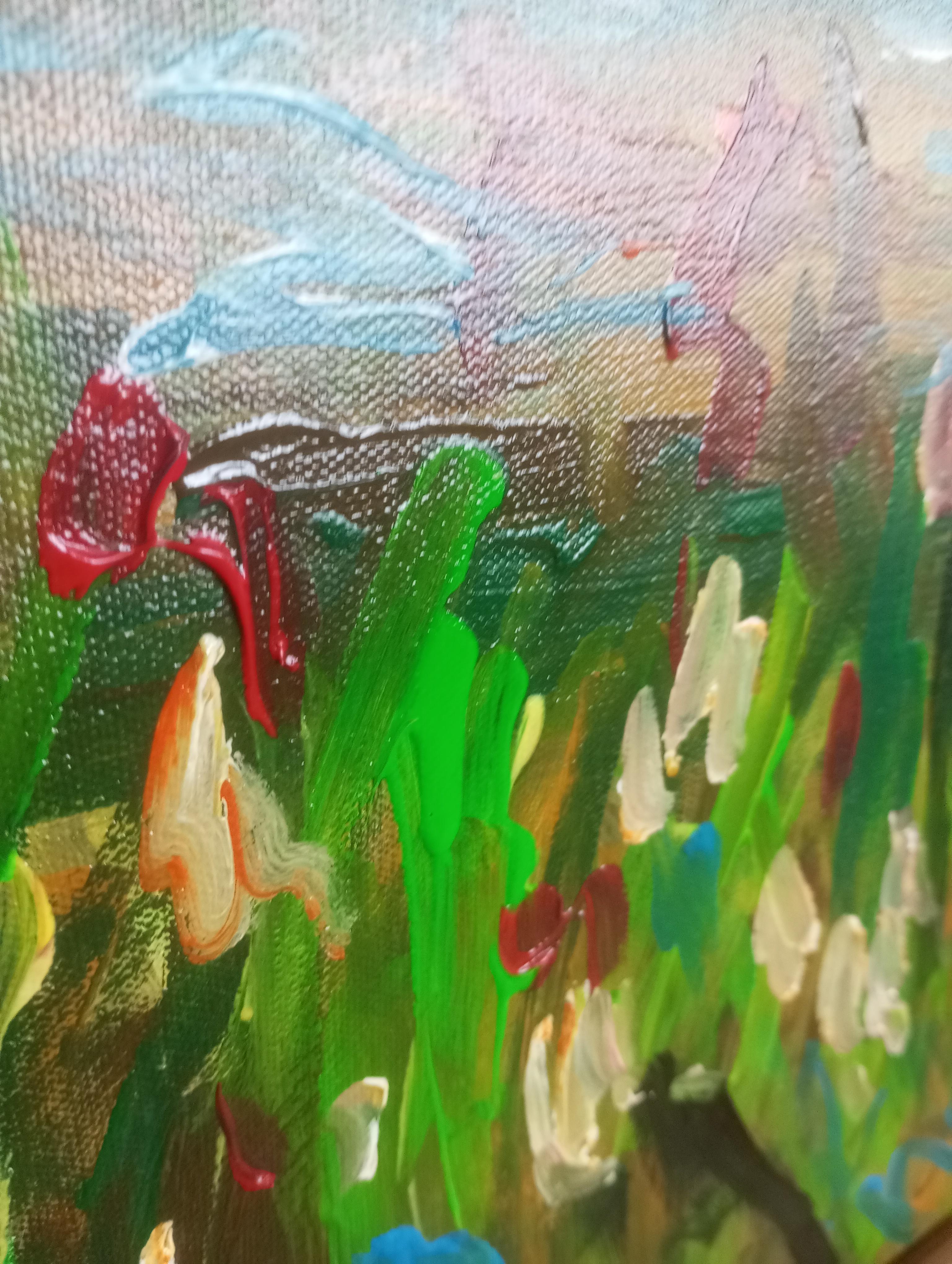 Paesaggio astratto impressionista contemporaneo Nature dipinto ad acrilico su tela in vendita 6