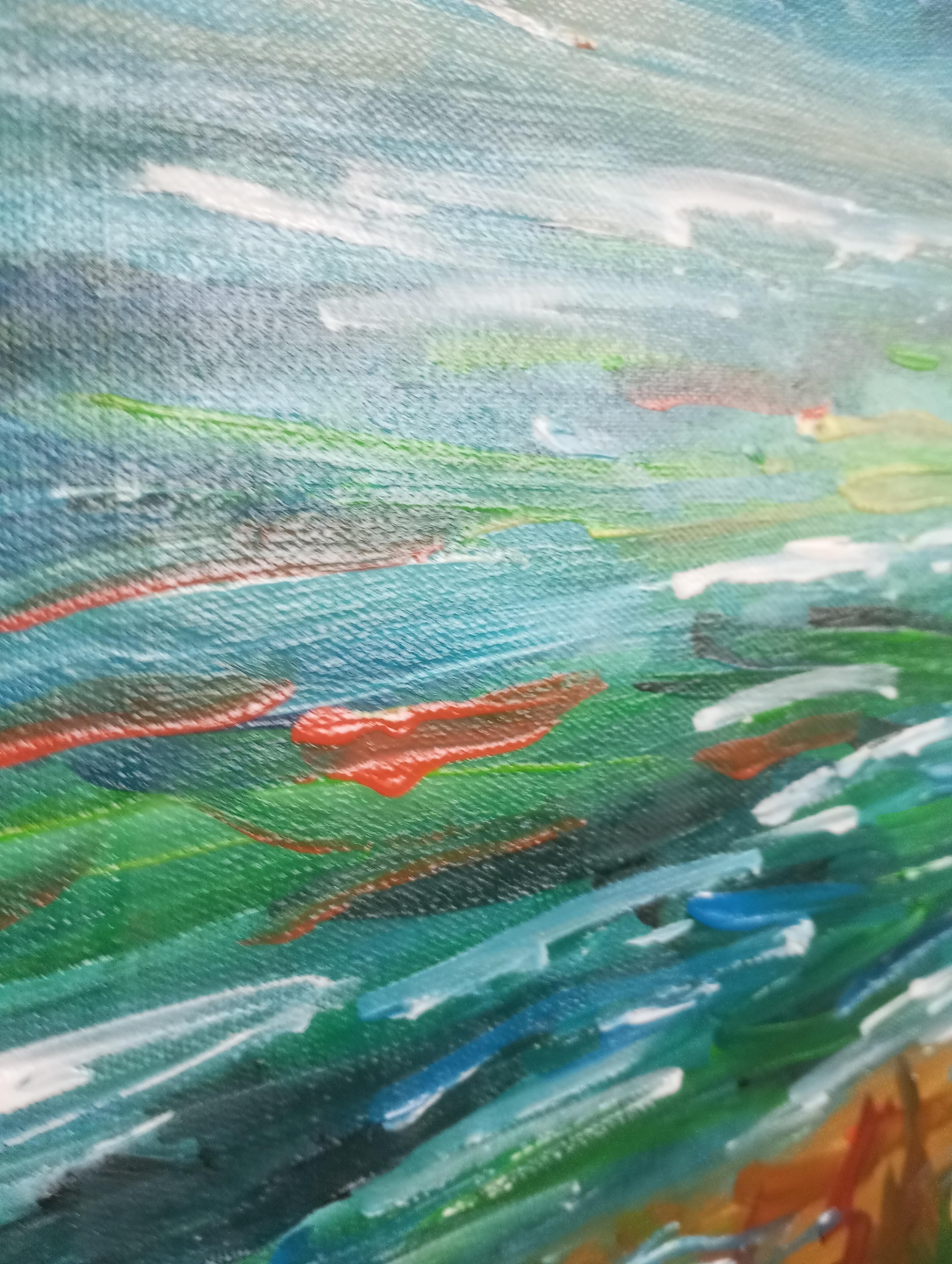 Paesaggio astratto impressionista contemporaneo Nature dipinto ad acrilico su tela in vendita 7