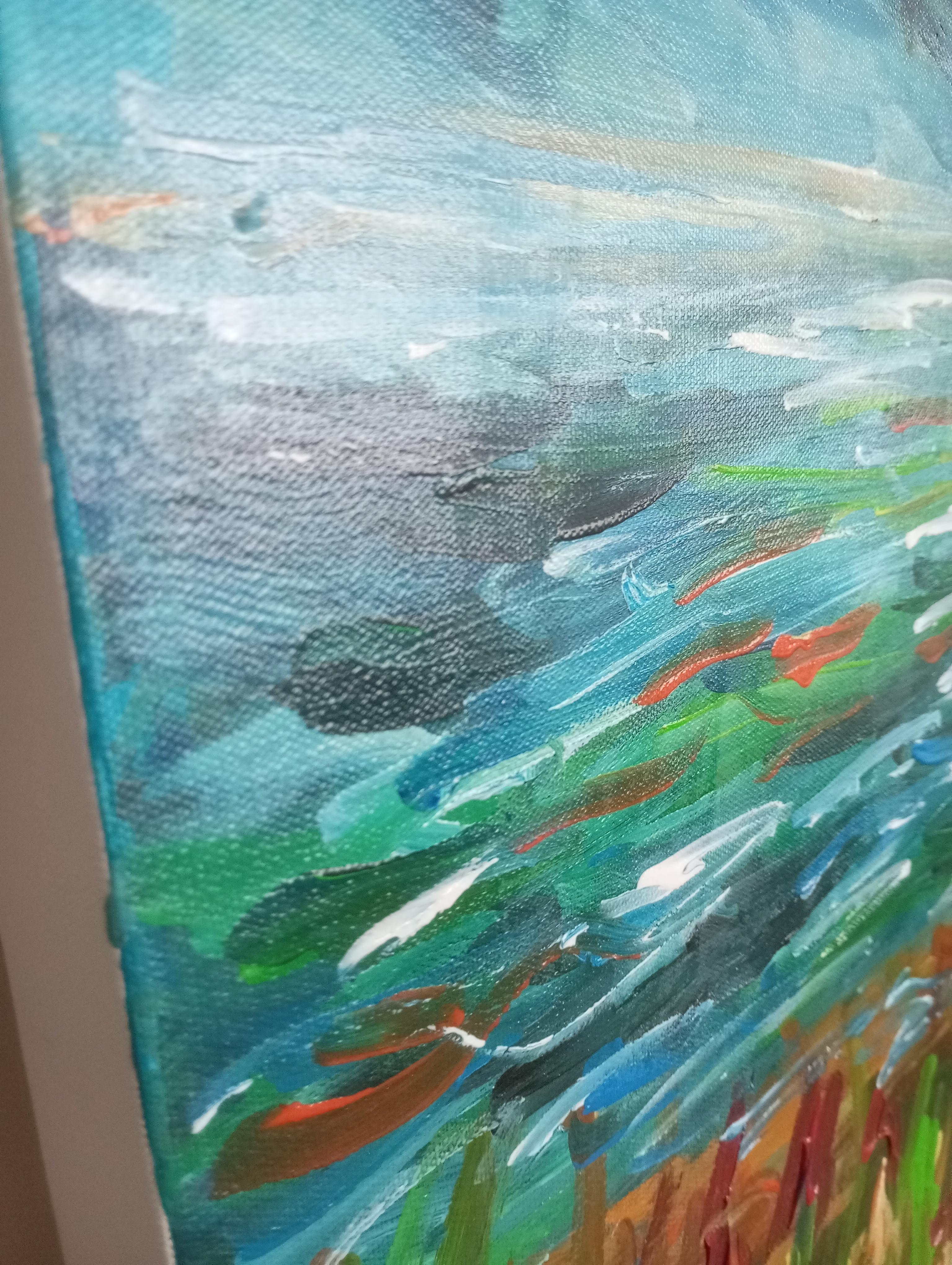 Paesaggio astratto impressionista contemporaneo Nature dipinto ad acrilico su tela in vendita 8