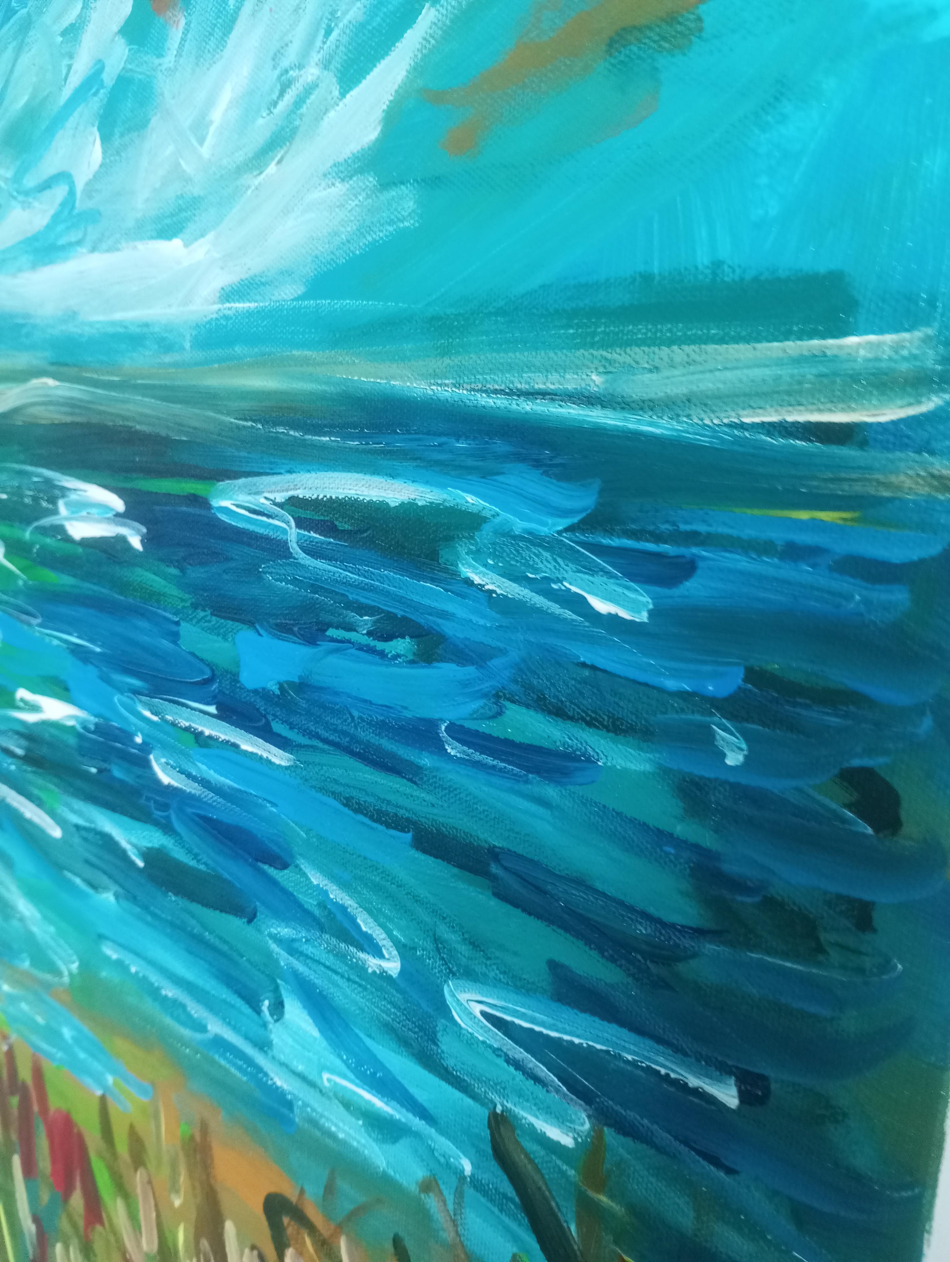 Paesaggio astratto impressionista contemporaneo Nature dipinto ad acrilico su tela in vendita 9