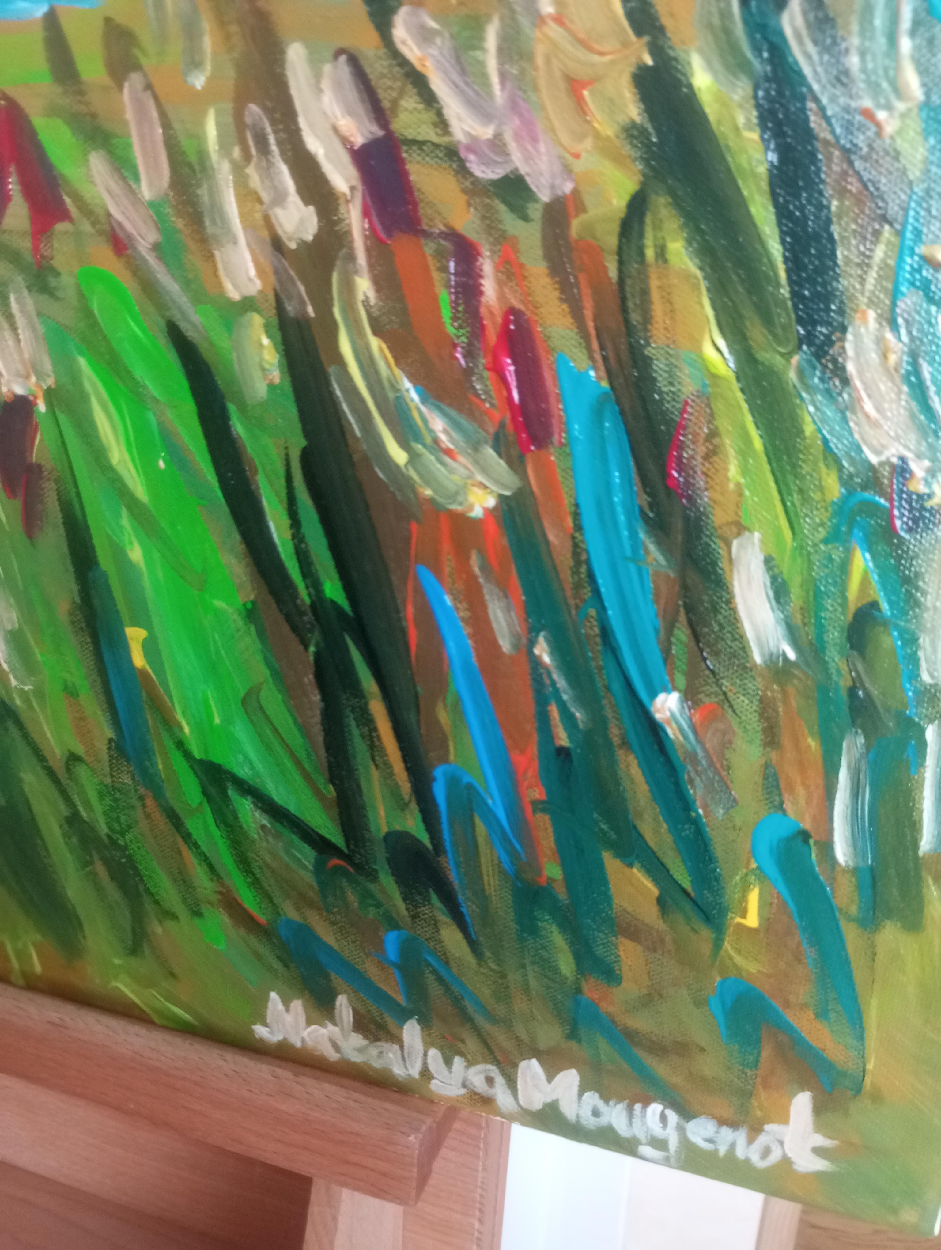 Paesaggio astratto impressionista contemporaneo Nature dipinto ad acrilico su tela in vendita 10