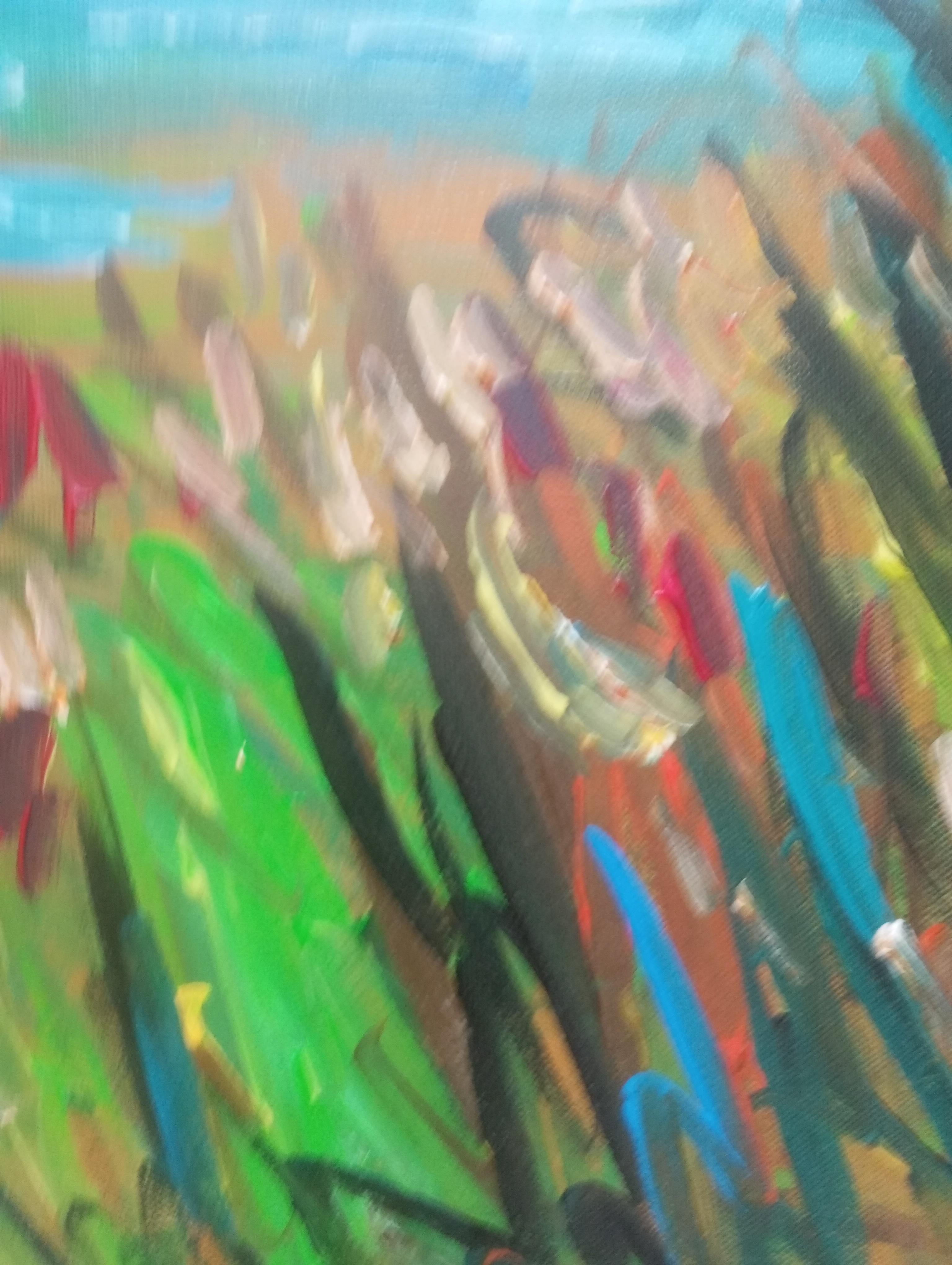 Paesaggio astratto impressionista contemporaneo Nature dipinto ad acrilico su tela in vendita 12