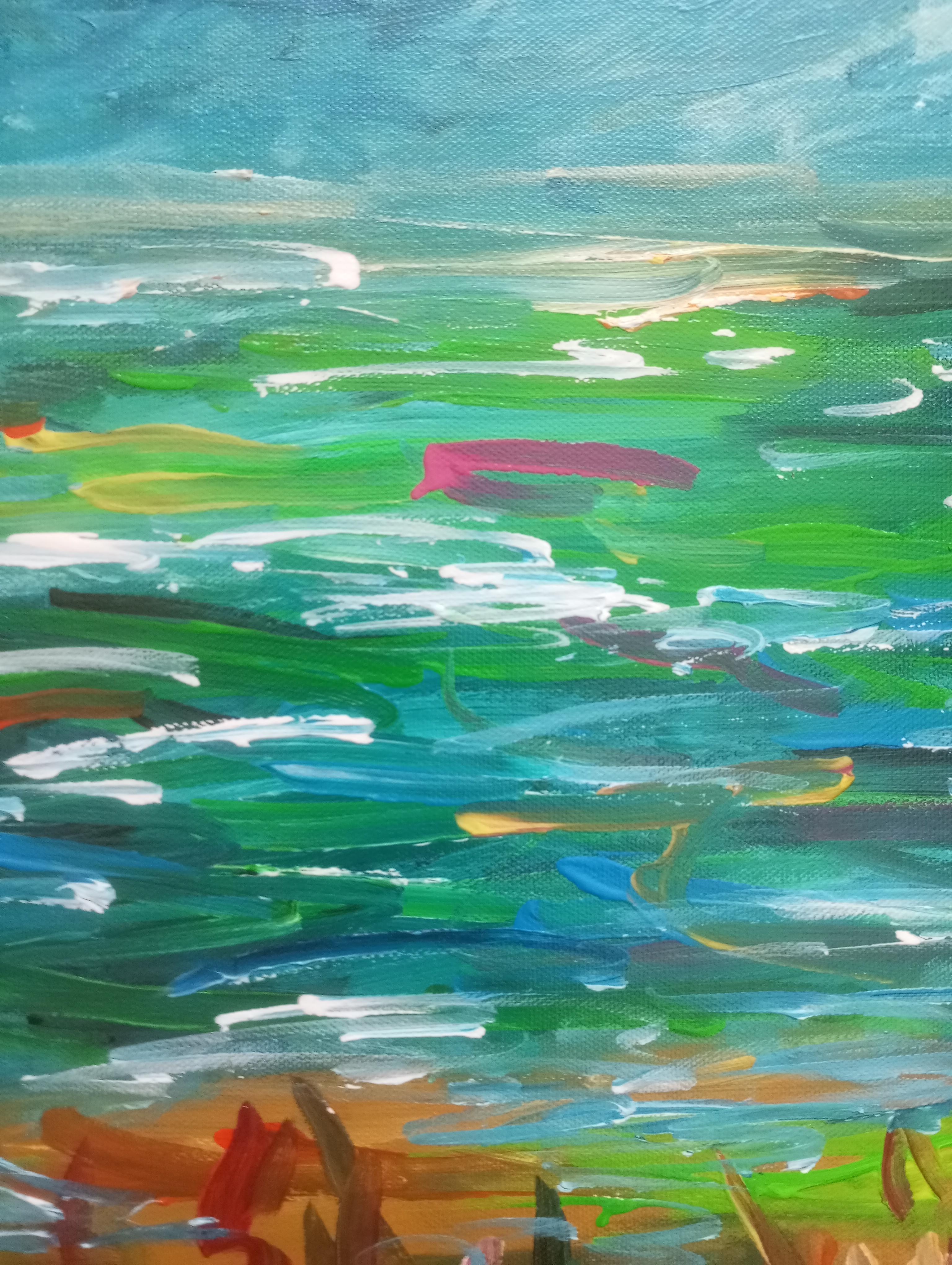 Paesaggio astratto impressionista contemporaneo Nature dipinto ad acrilico su tela in vendita 13