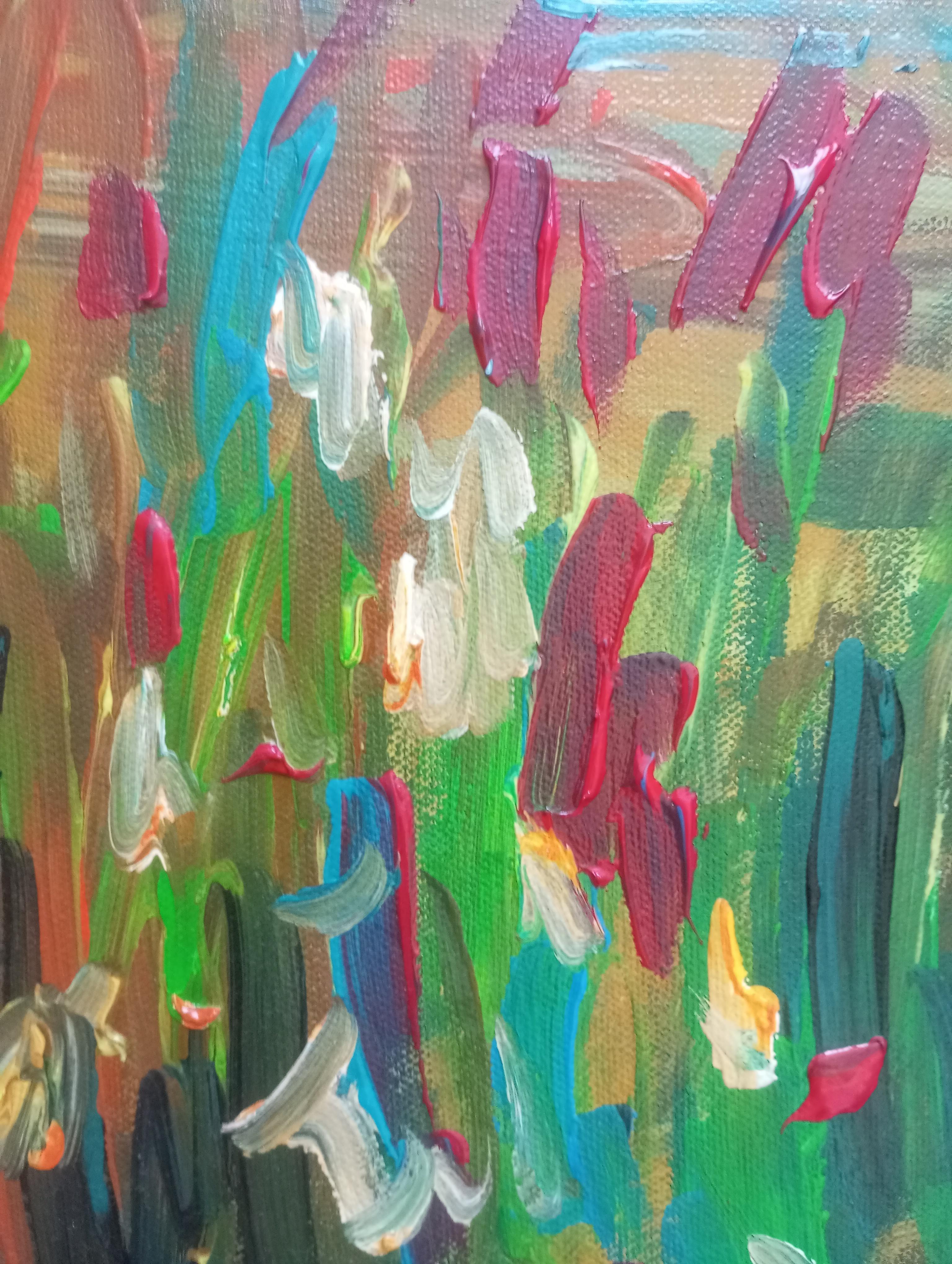 Paesaggio astratto impressionista contemporaneo Nature dipinto ad acrilico su tela in vendita 14