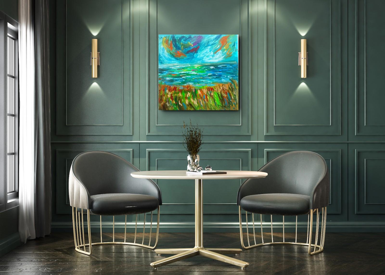 Paesaggio astratto impressionista contemporaneo Nature dipinto ad acrilico su tela - Painting Espressionista di Natalya Mougenot 
