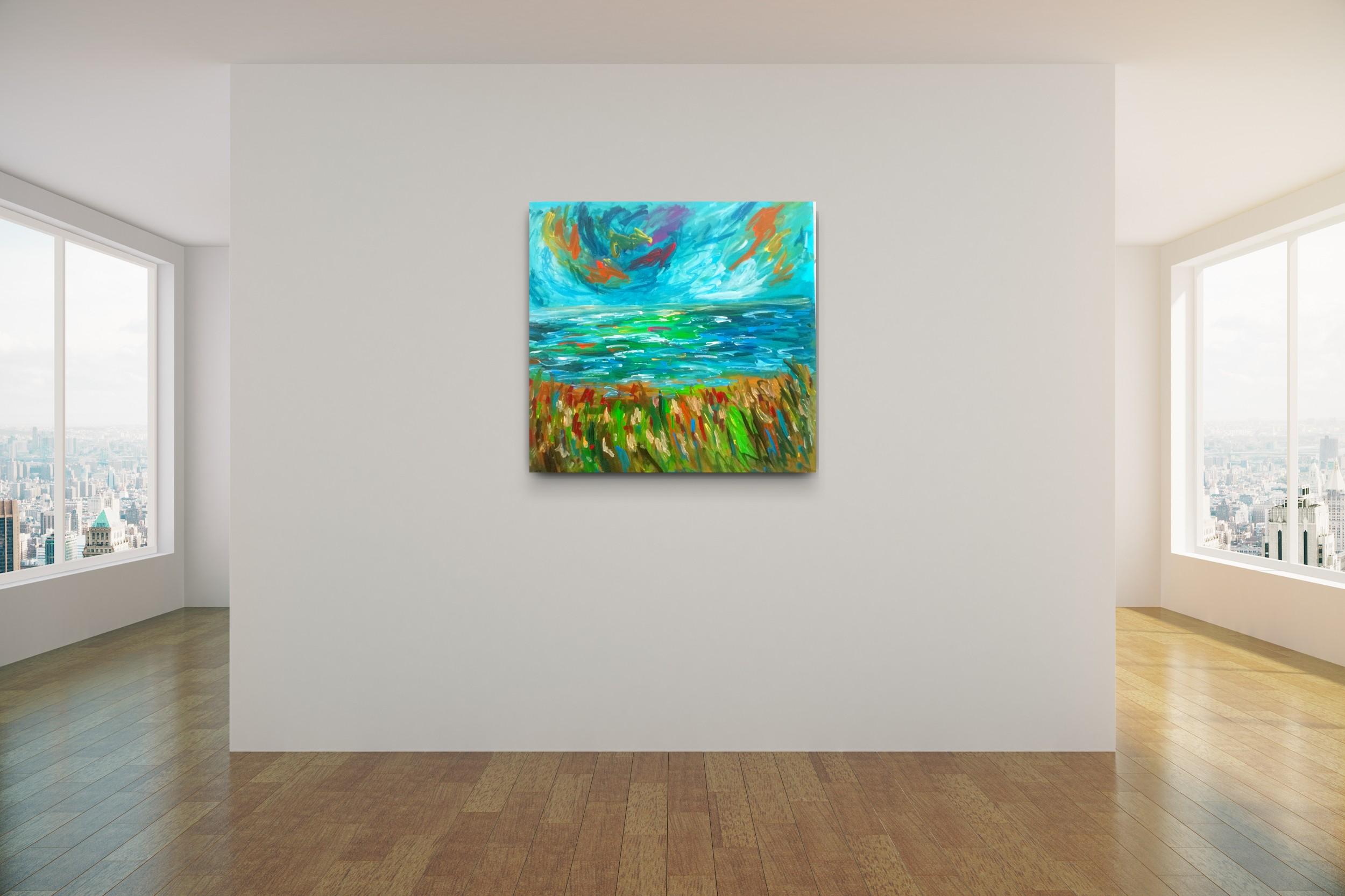 Paesaggio astratto impressionista contemporaneo Nature dipinto ad acrilico su tela in vendita 1