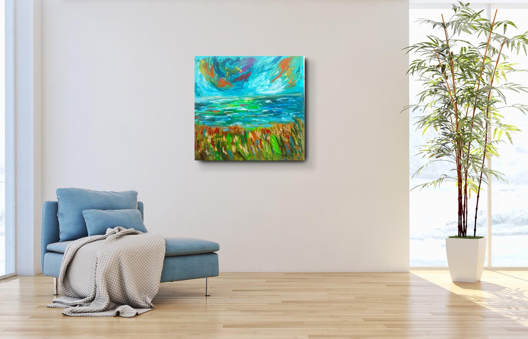 Paesaggio astratto impressionista contemporaneo Nature dipinto ad acrilico su tela in vendita 2
