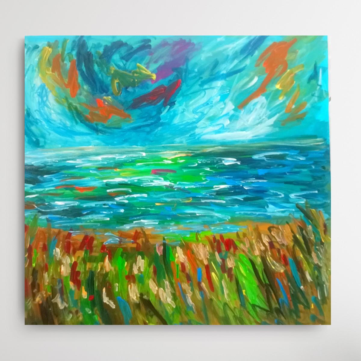 Paesaggio astratto impressionista contemporaneo Nature dipinto ad acrilico su tela in vendita 4