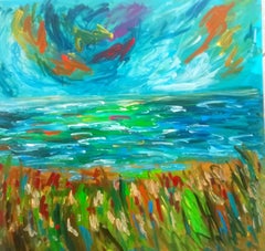 Paysage abstrait impressionniste contemporain nature peinture acrylique sur toile
