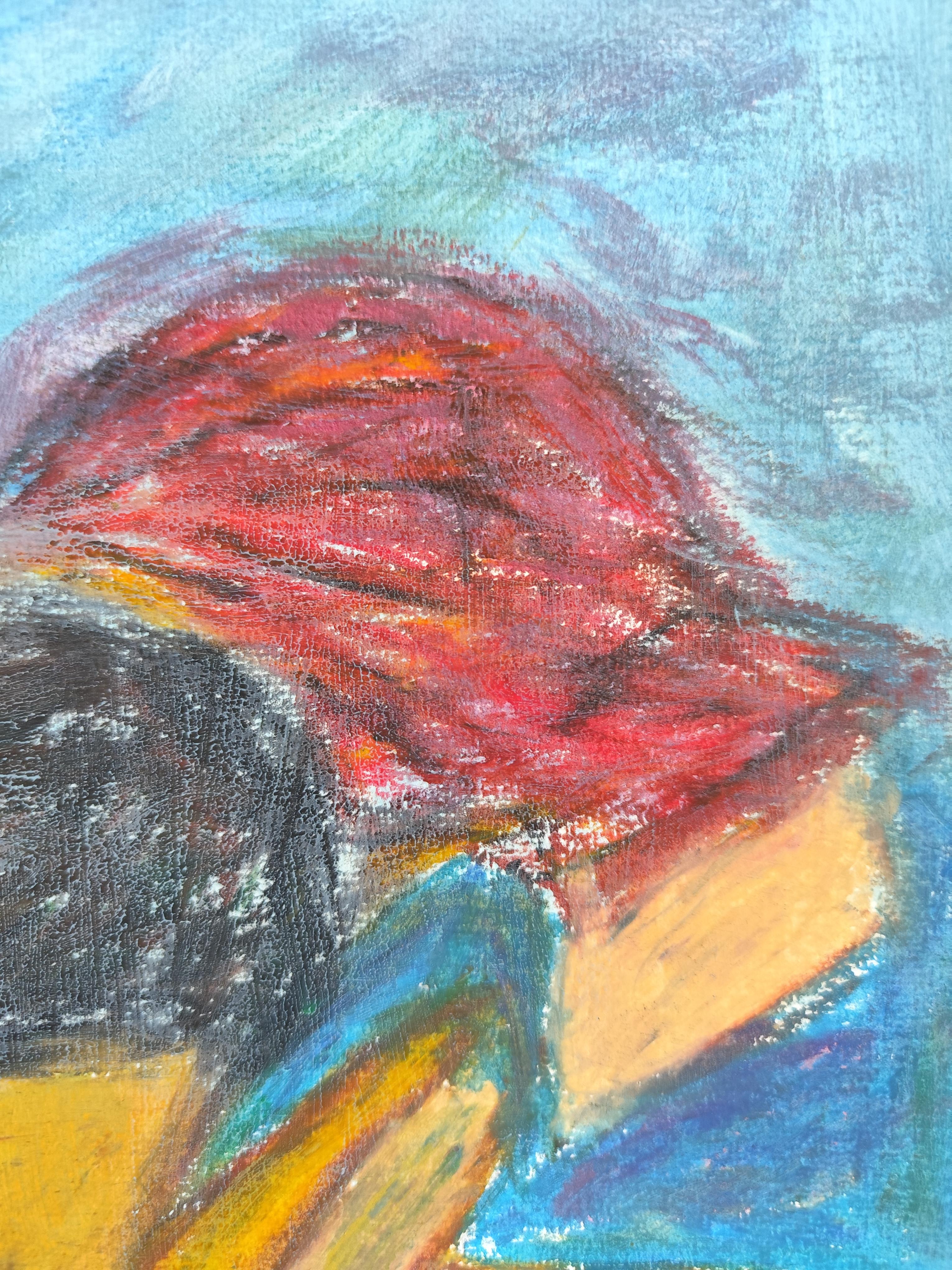 Contemporary figurative Malerei von Frauen Ölpastell auf Papier 