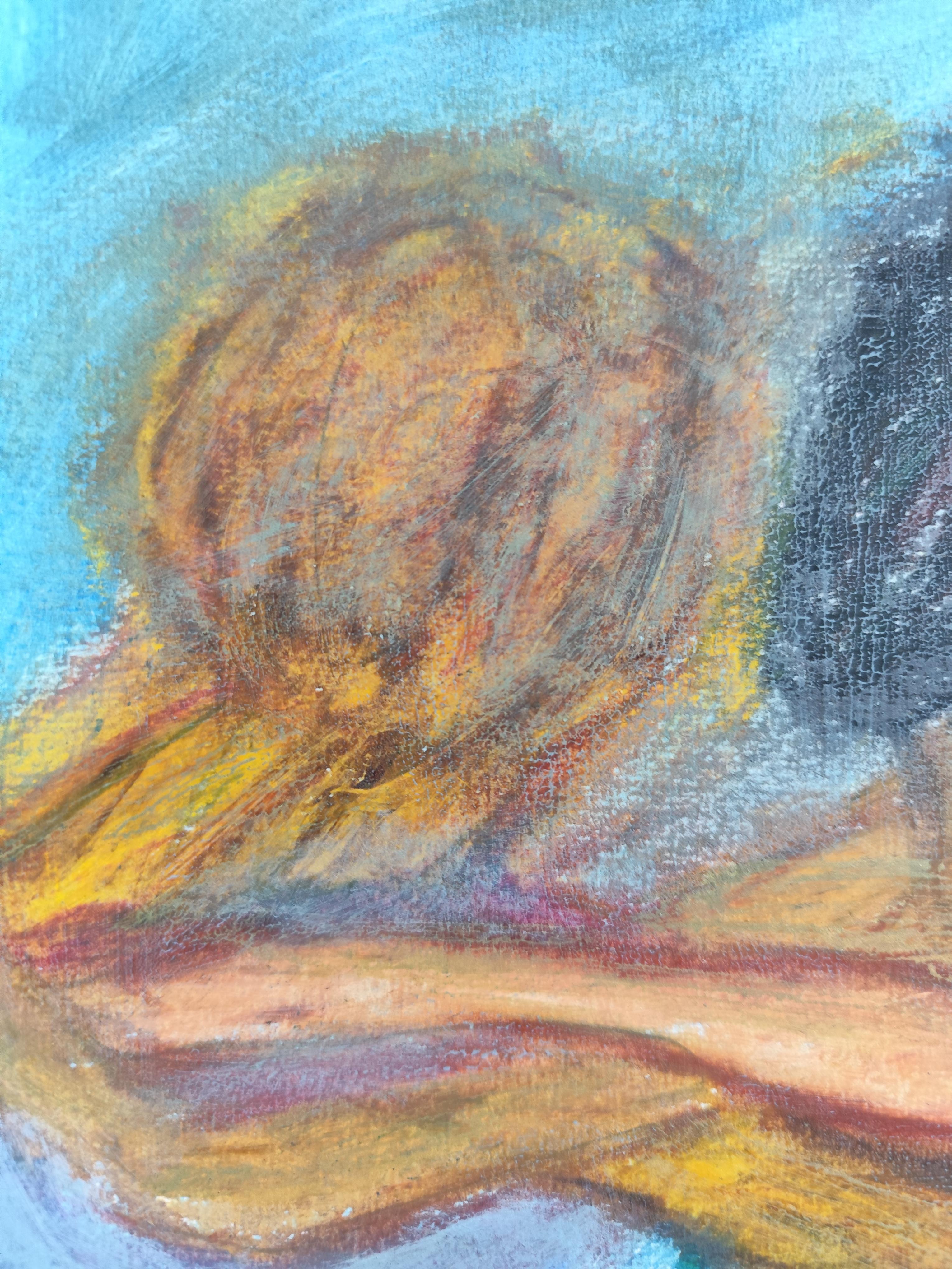 Contemporary figurative painting of women oil pastels on paper 