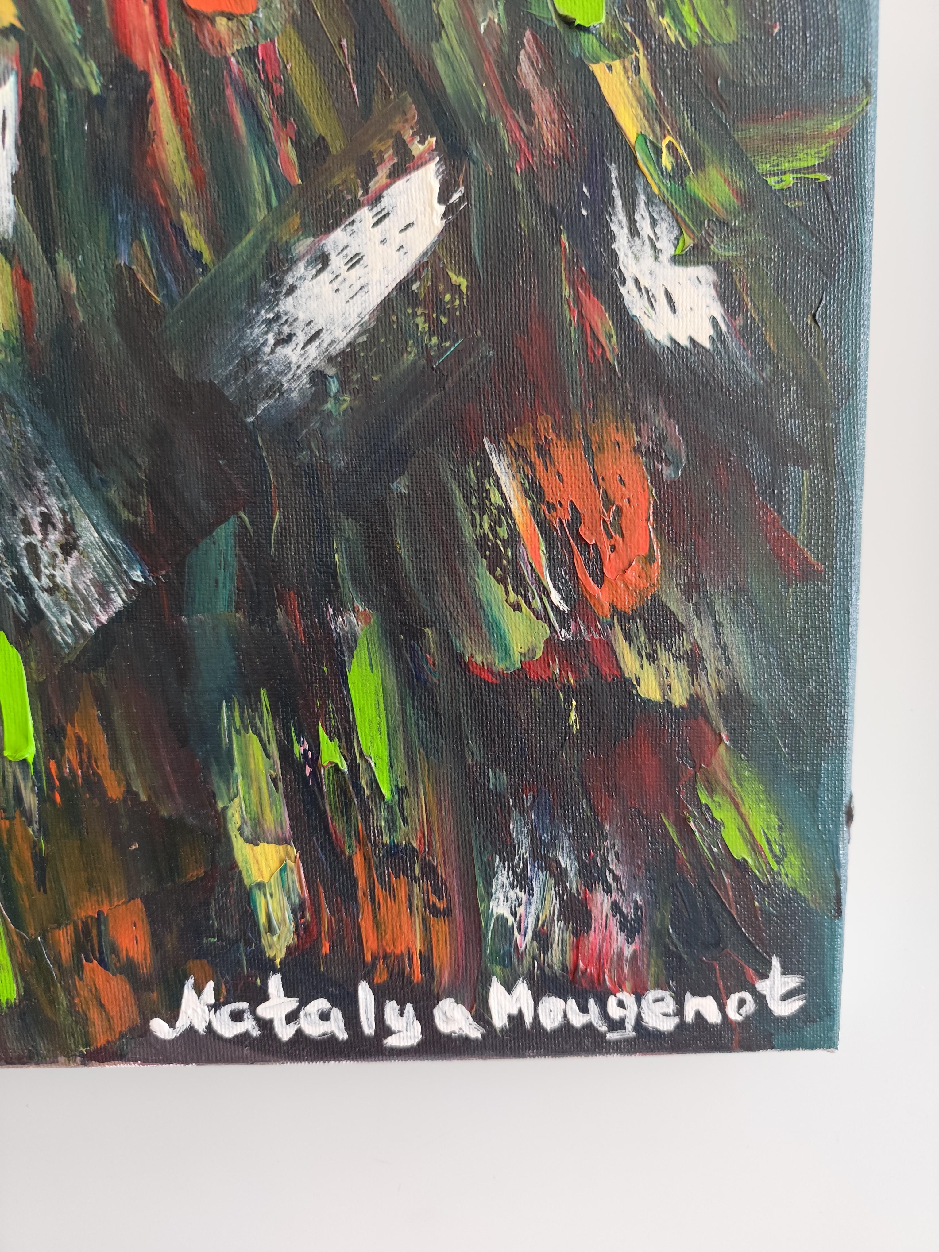 Lienzo al óleo abstracto impresionista expresivo naturaleza floral 