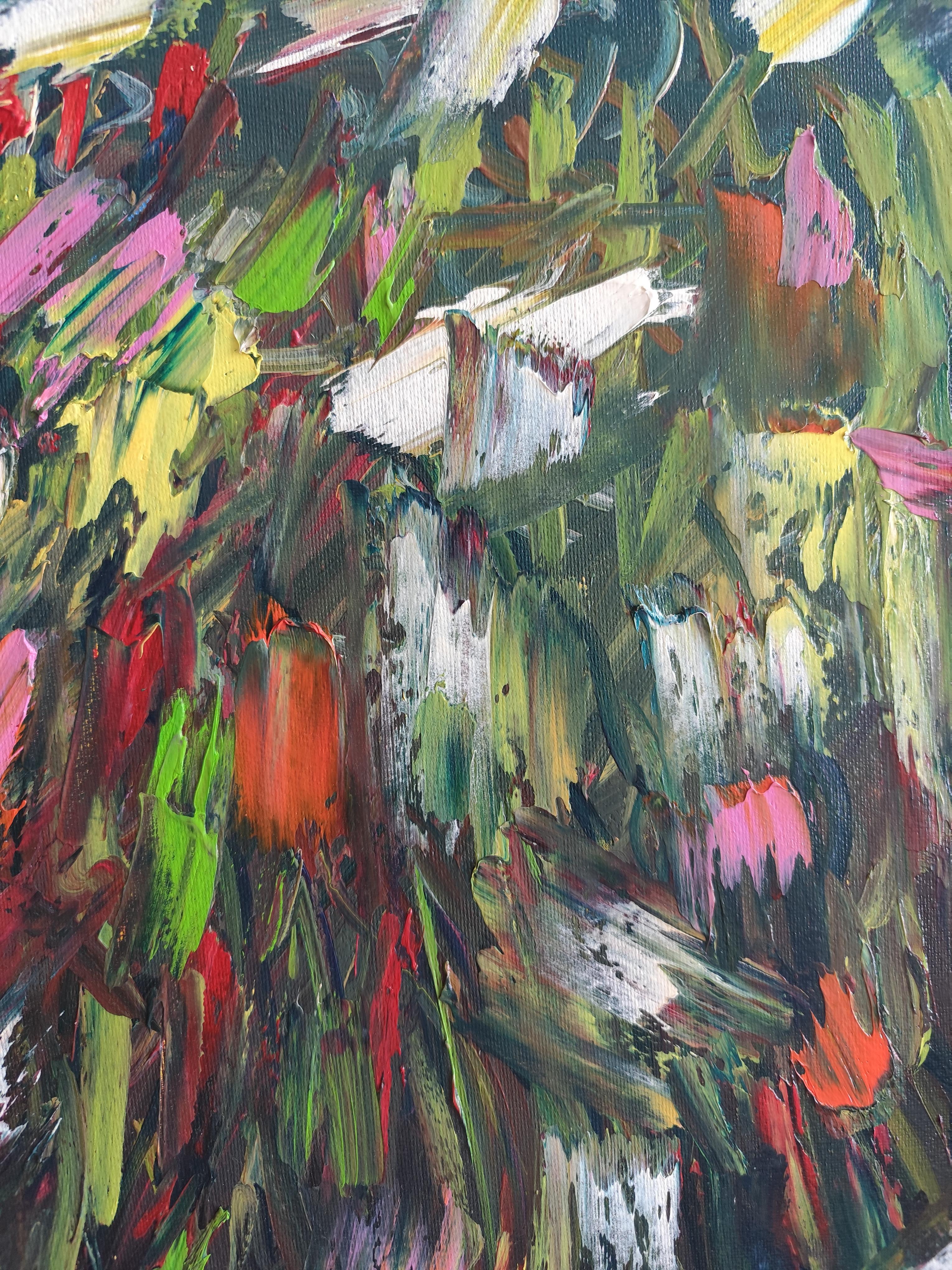 Lienzo al óleo abstracto impresionista expresivo naturaleza floral 