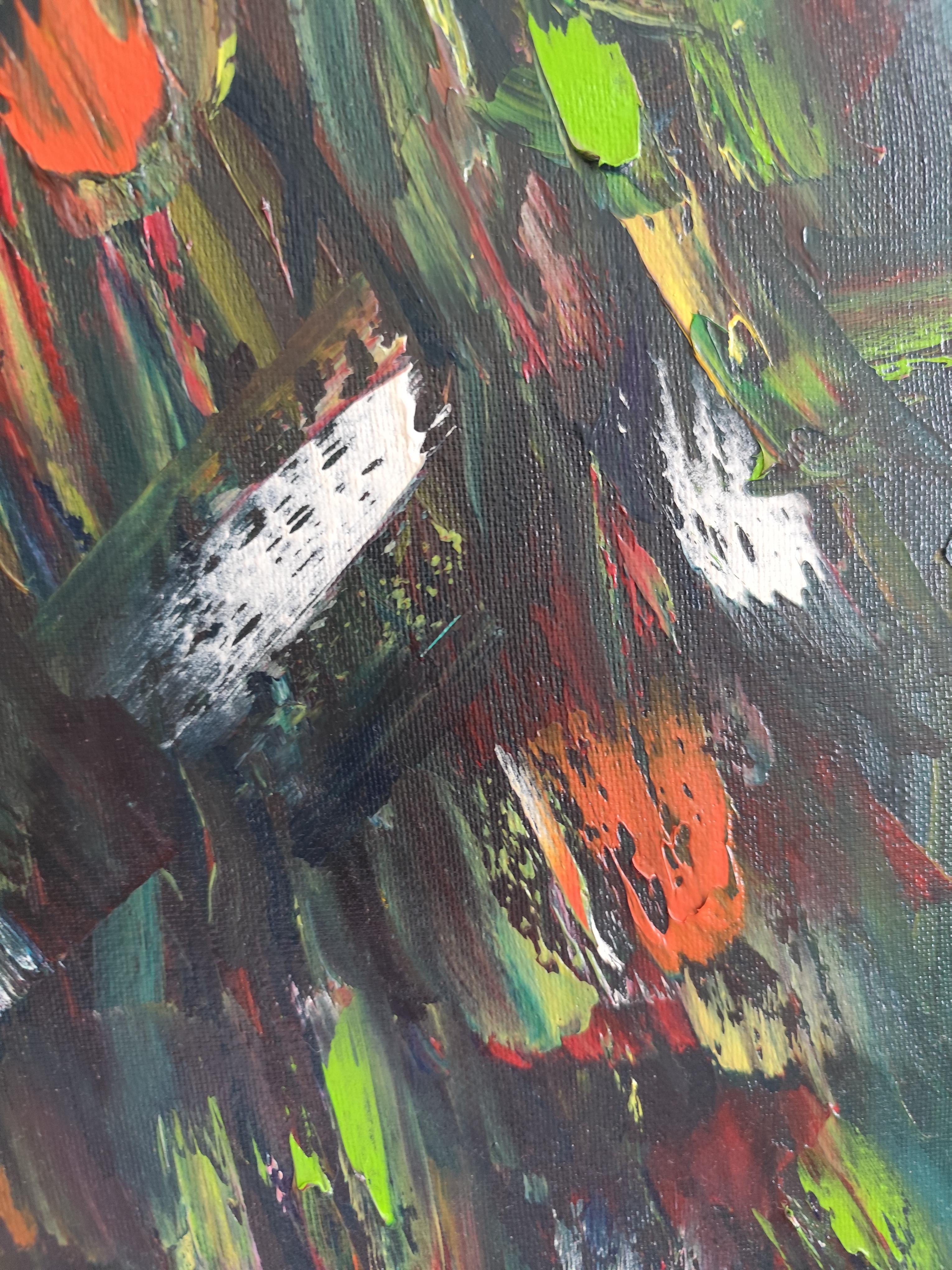 Lienzo al óleo abstracto impresionista expresivo naturaleza floral 