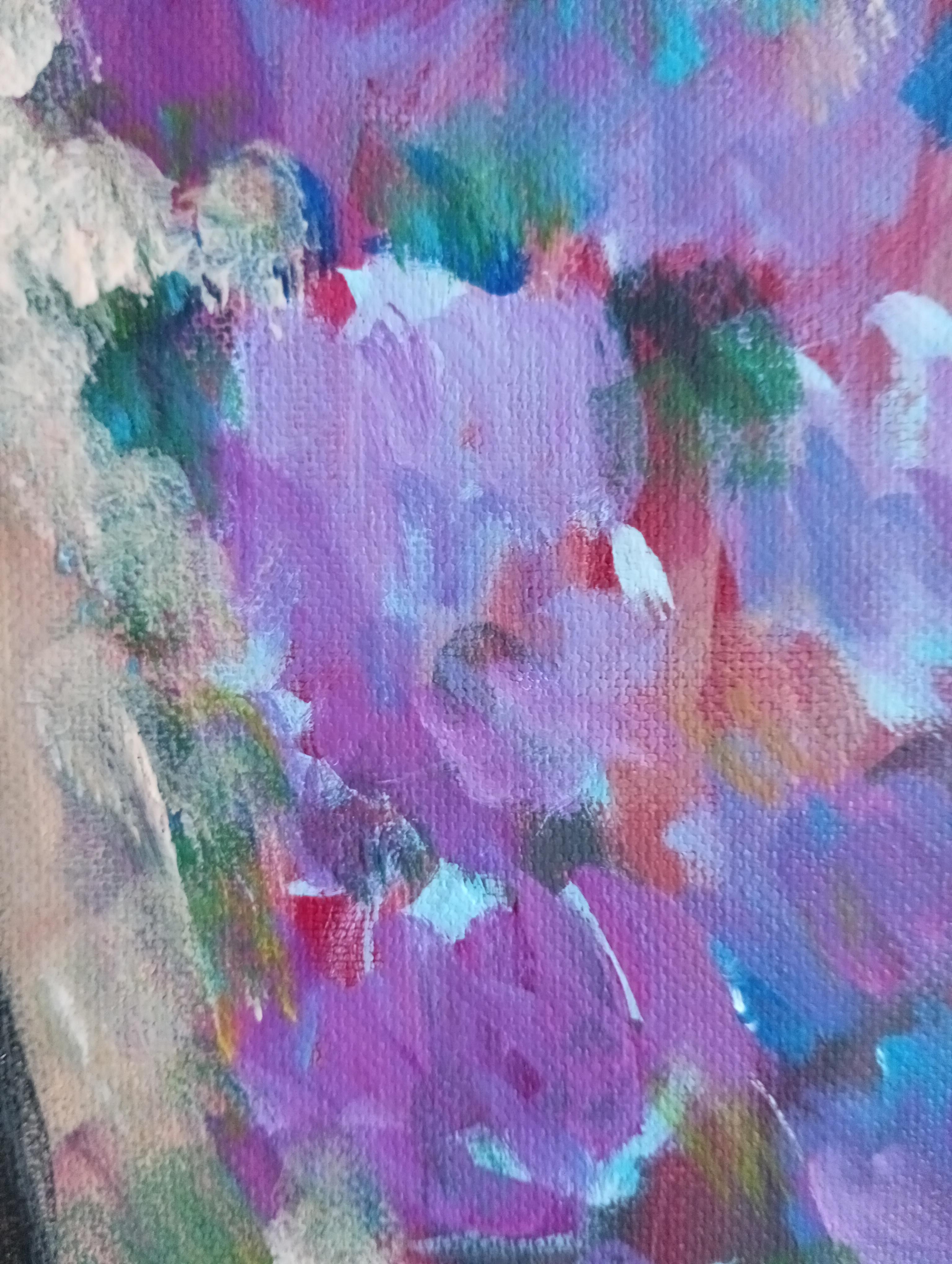 Quadro figurativo contemporaneo di una donna acrilico su tela pronto da appendere in vendita 11