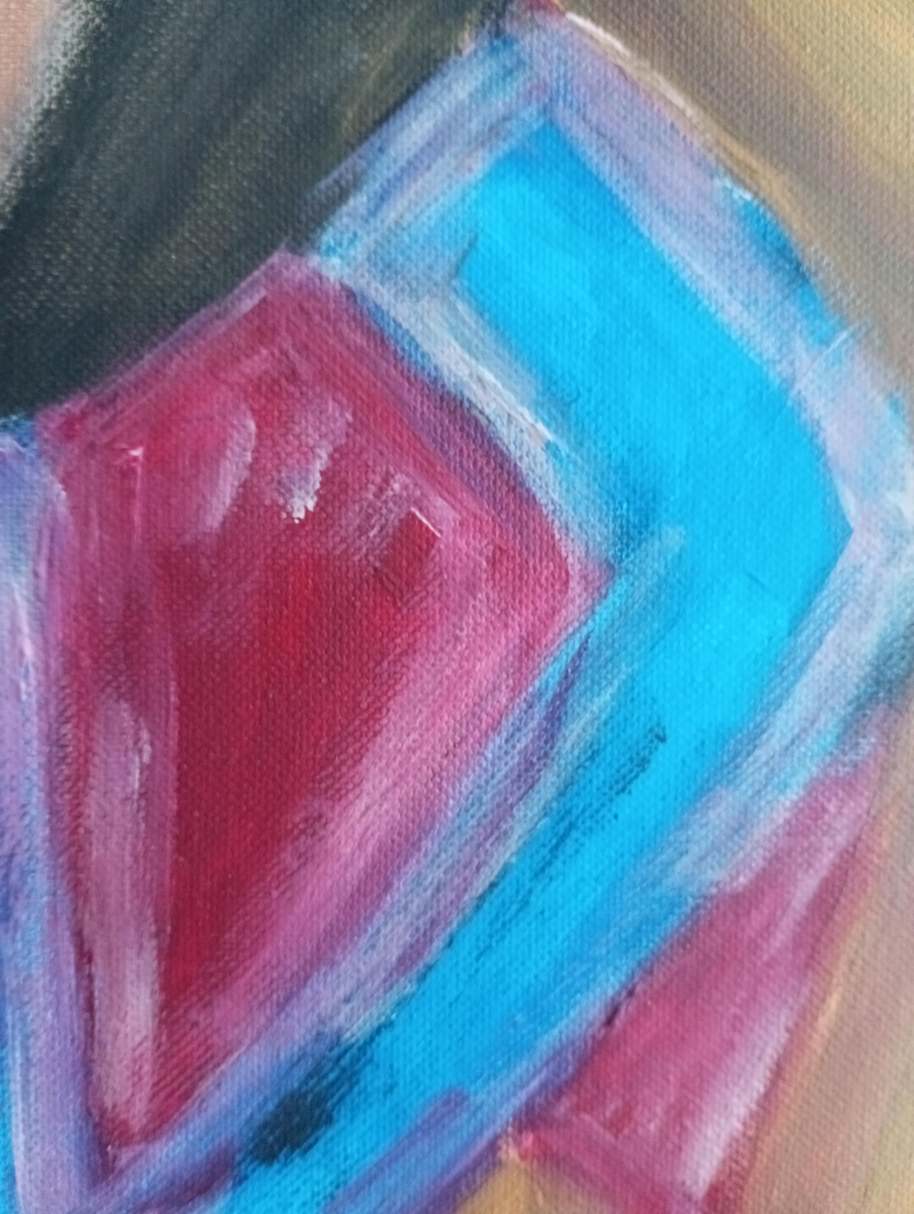 Quadro figurativo contemporaneo di una donna acrilico su tela pronto da appendere in vendita 12