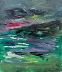 "Quietude" (pittura ad olio semi-astratta espressiva su Nature)