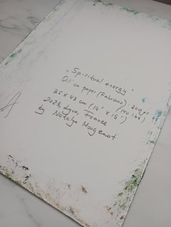 Abstract Impressionist Tree Nature Oil Painting on Paper "Spiritual Energy"