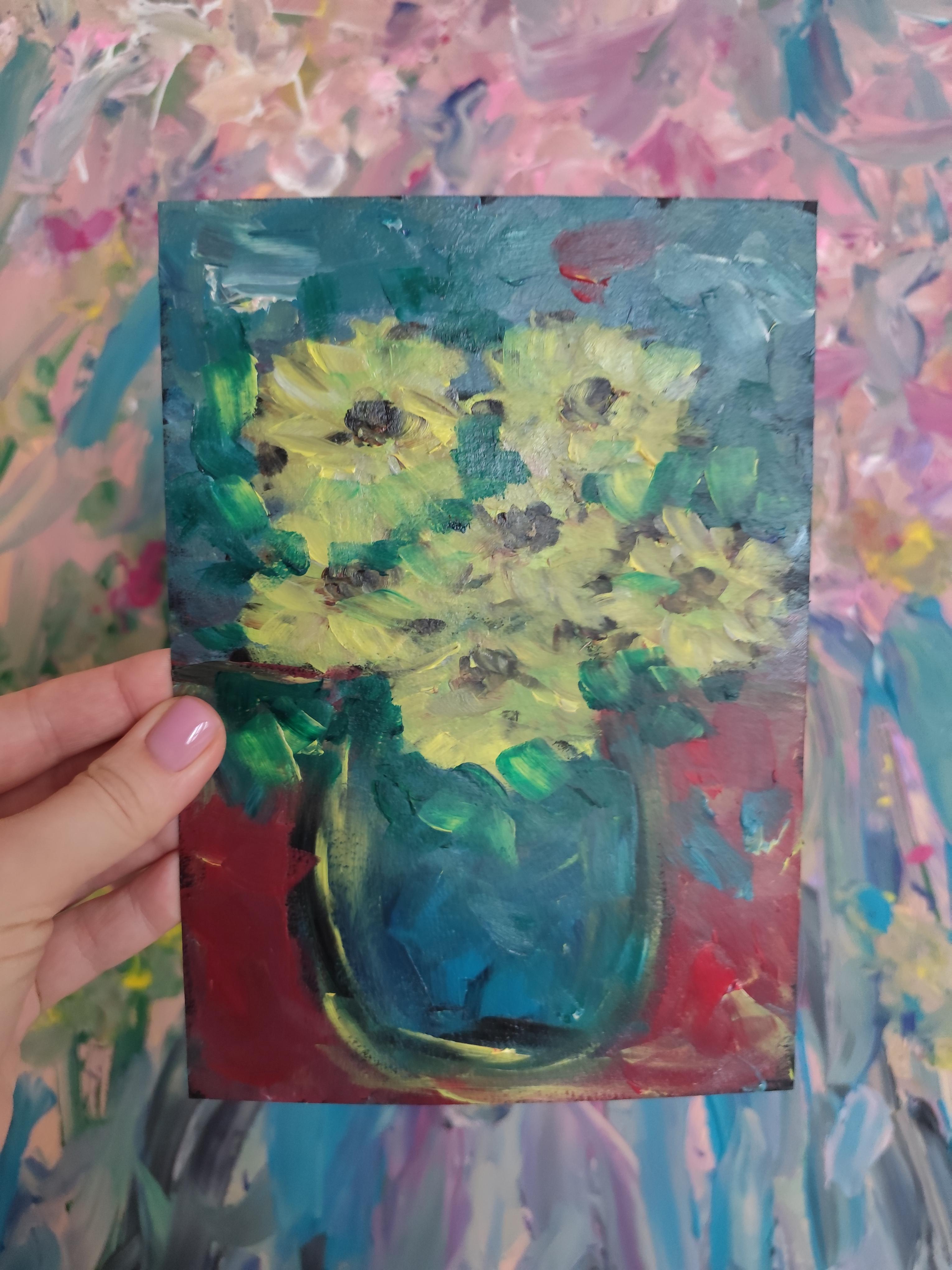 Pequeño cuadro floral impresionista contemporáneo  Ponencia 