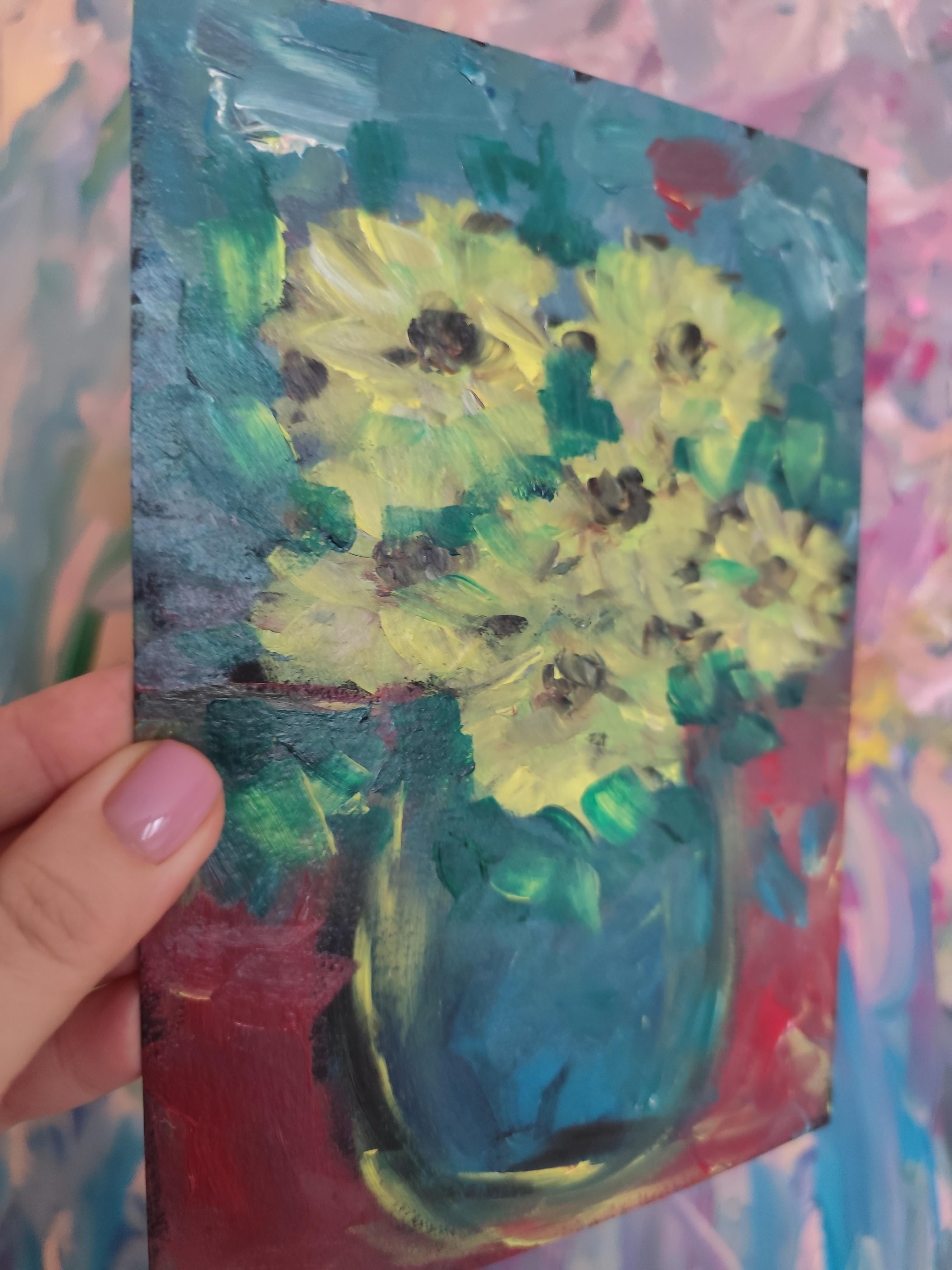Pequeño cuadro floral impresionista contemporáneo  Ponencia 