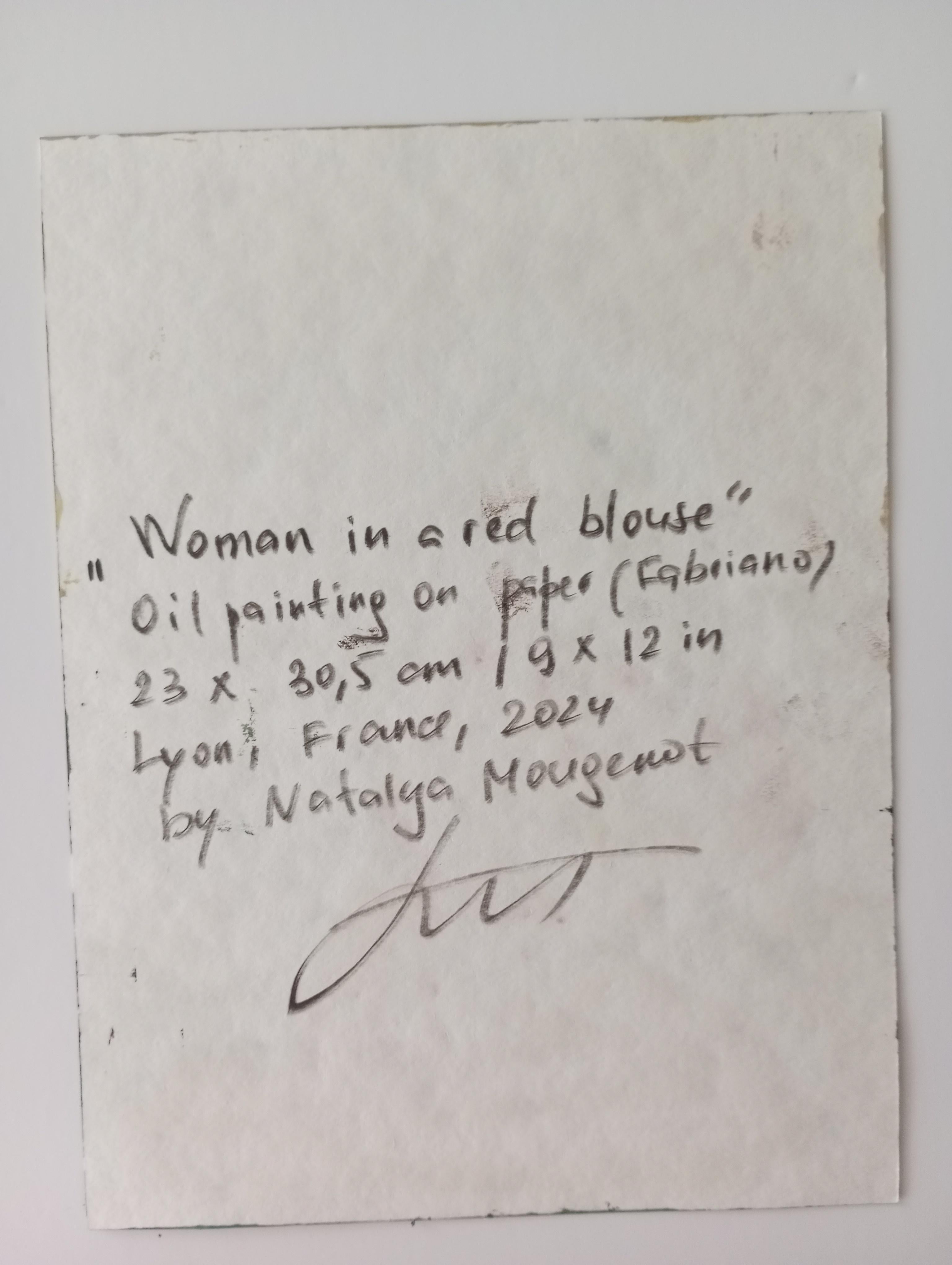 Zeitgenössisches impressionistisches expressives Ölgemälde einer Frau auf Papier im Angebot 9