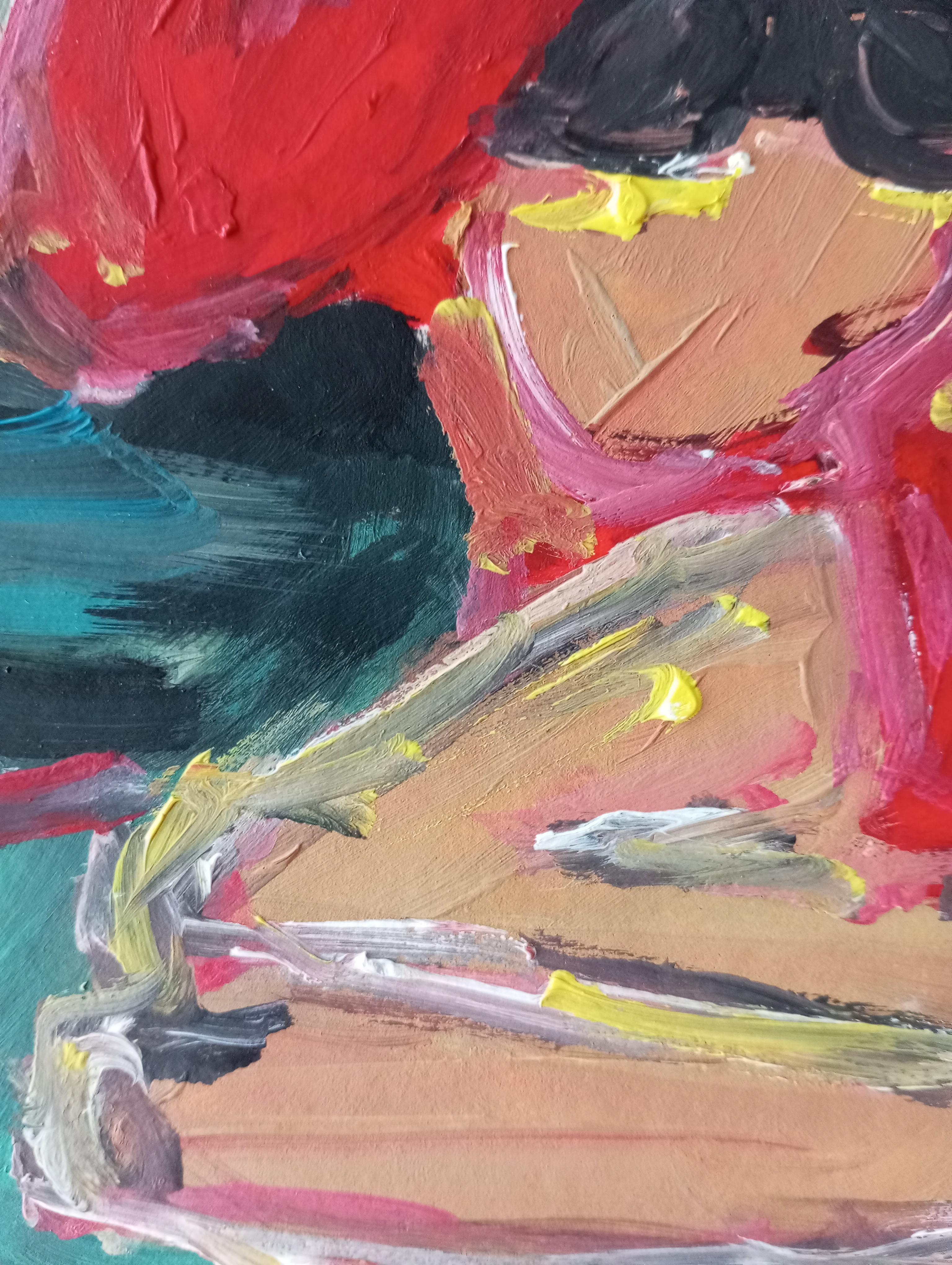 Zeitgenössisches impressionistisches expressives Ölgemälde einer Frau auf Papier im Angebot 11