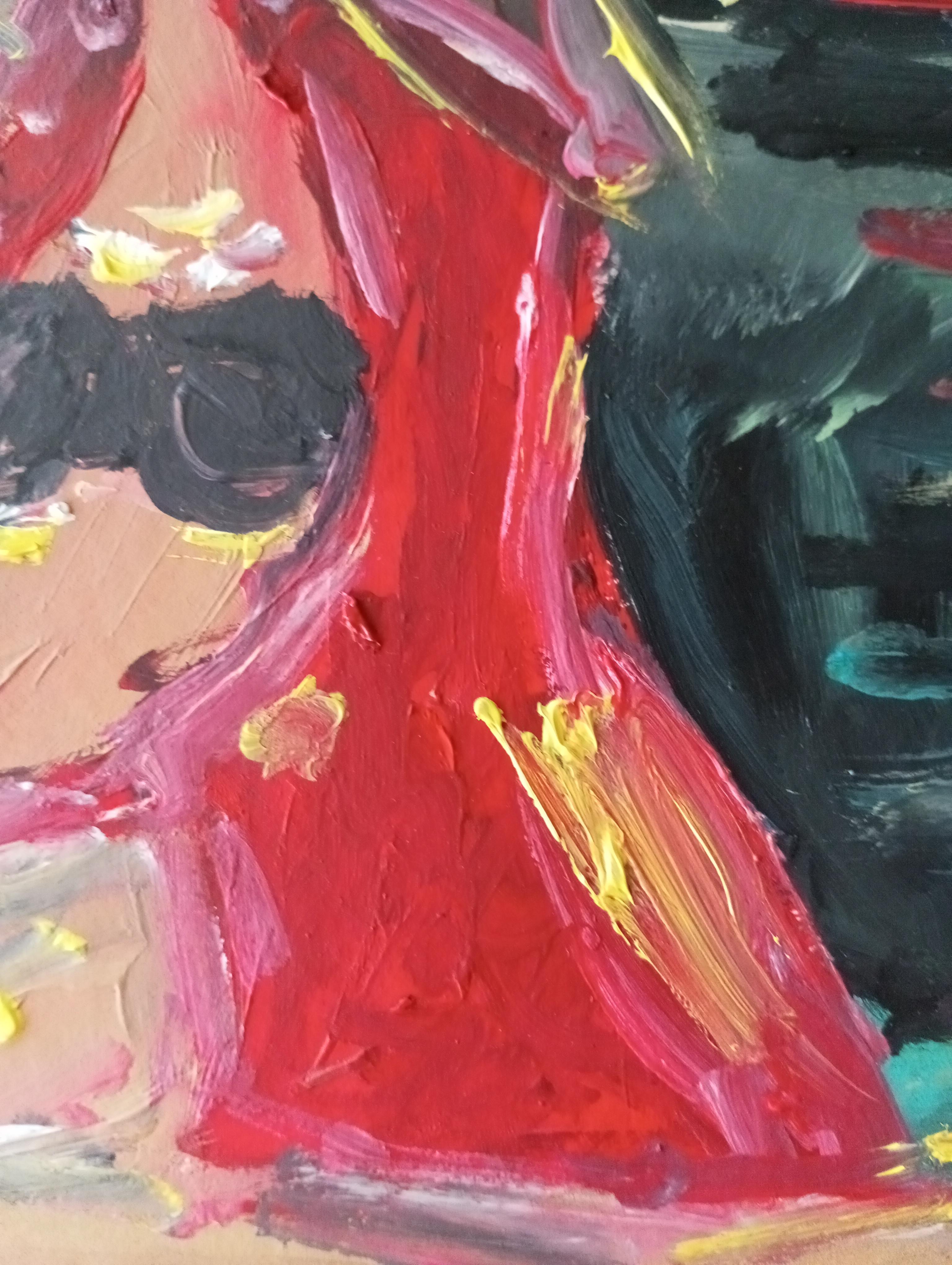 Zeitgenössisches impressionistisches expressives Ölgemälde einer Frau auf Papier im Angebot 13