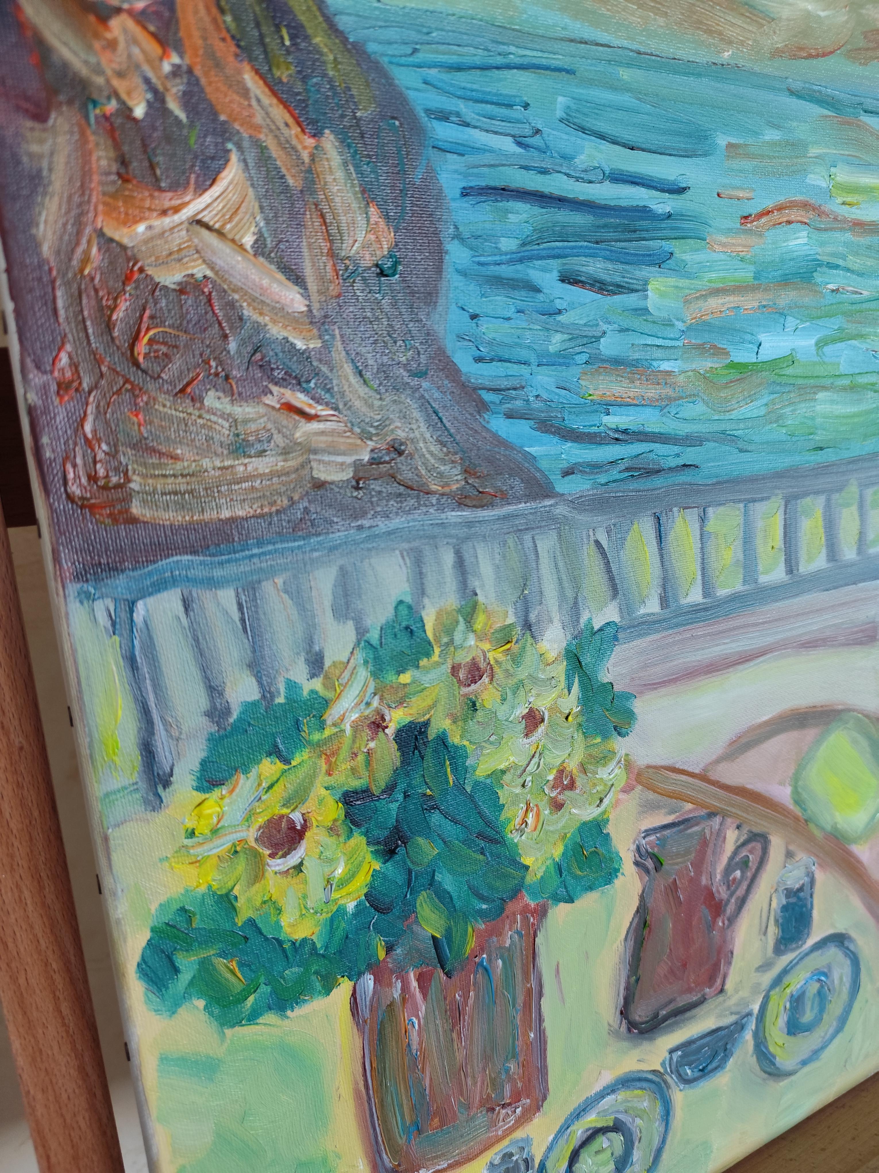 Peinture à l'huile impressionniste expressive de paysage de nature sur cavnas Provence France en vente 6