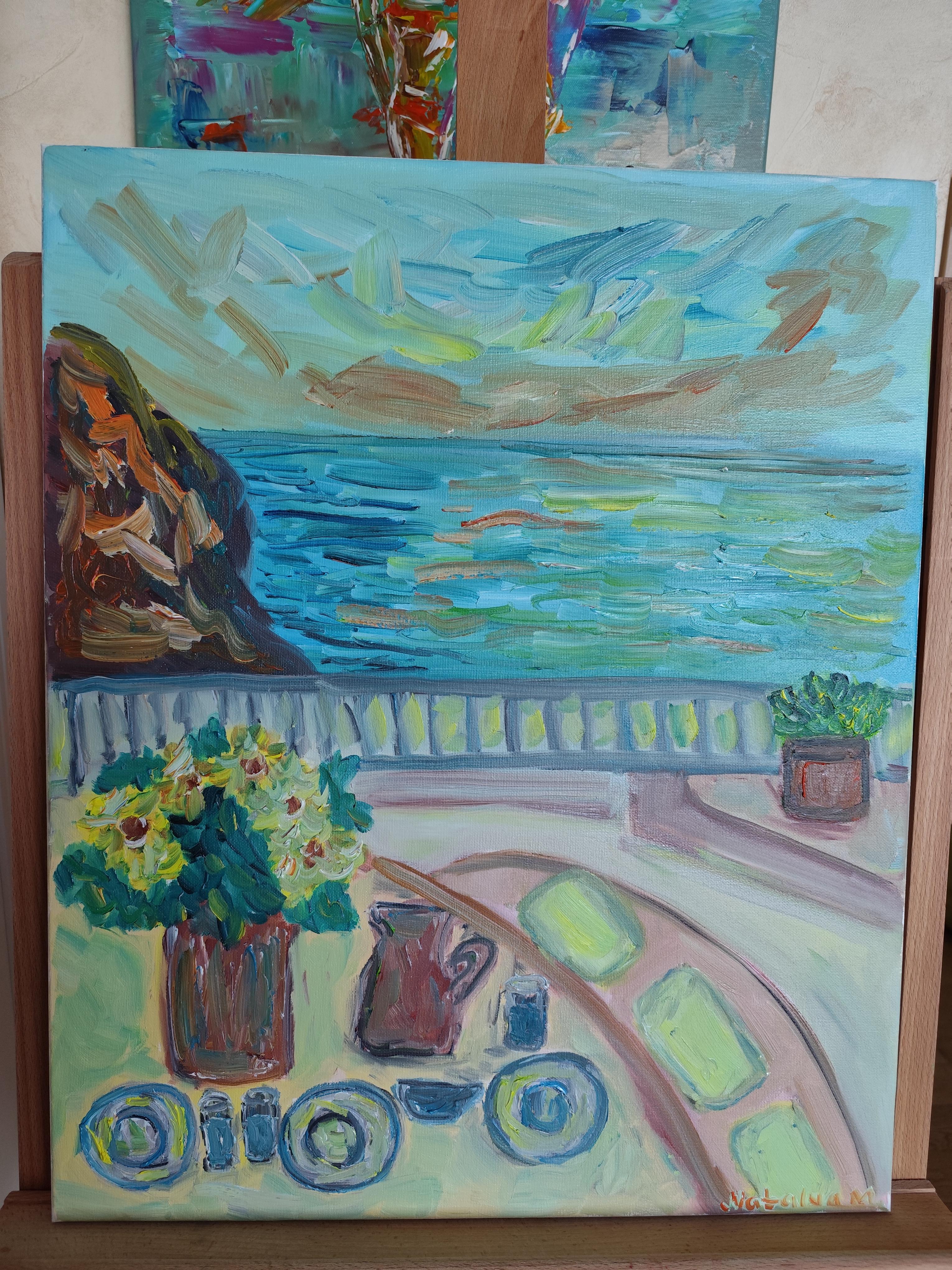 Peinture à l'huile impressionniste expressive de paysage de nature sur cavnas Provence France en vente 7