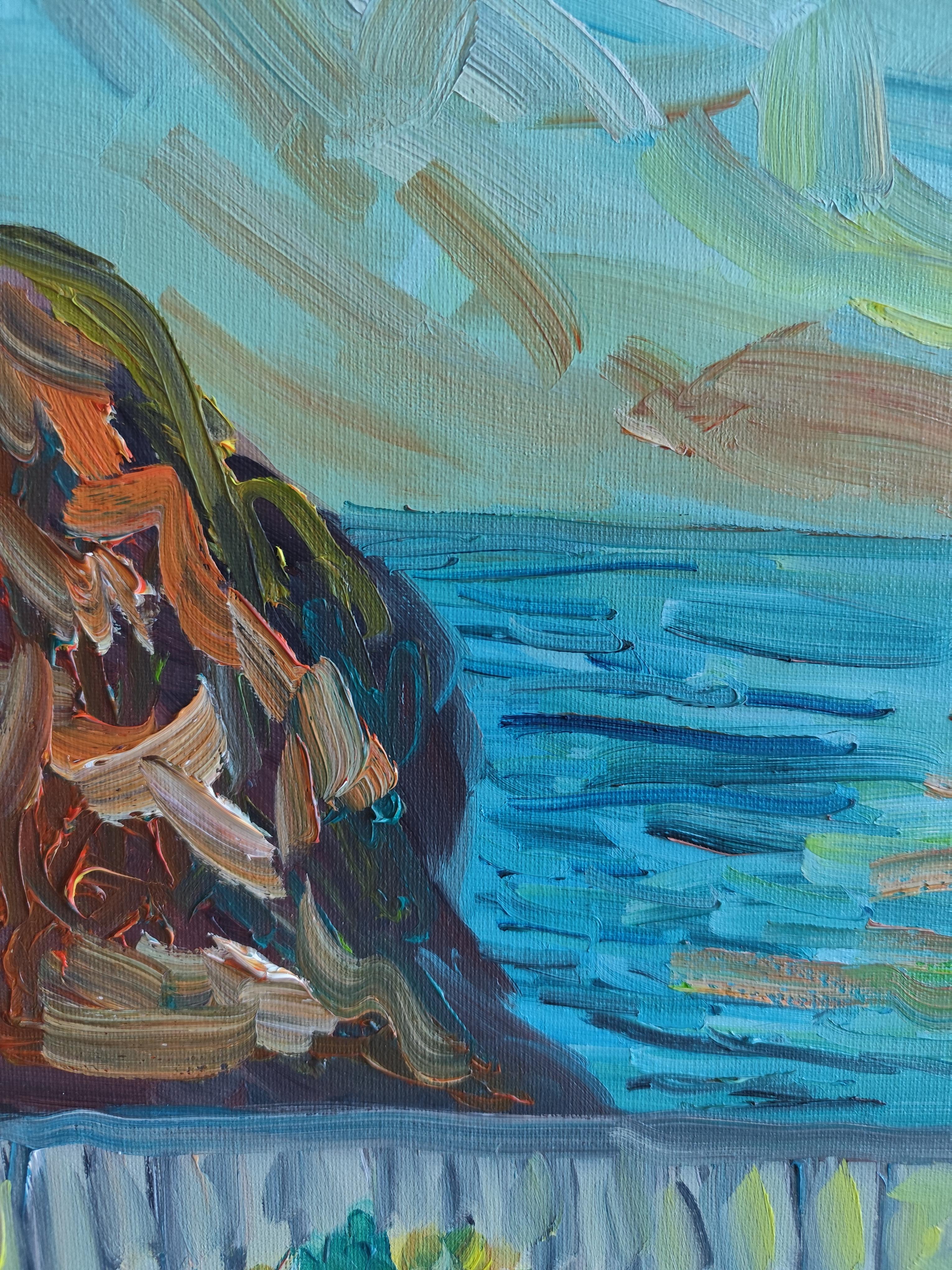 Peinture à l'huile impressionniste expressive de paysage de nature sur cavnas Provence France en vente 12