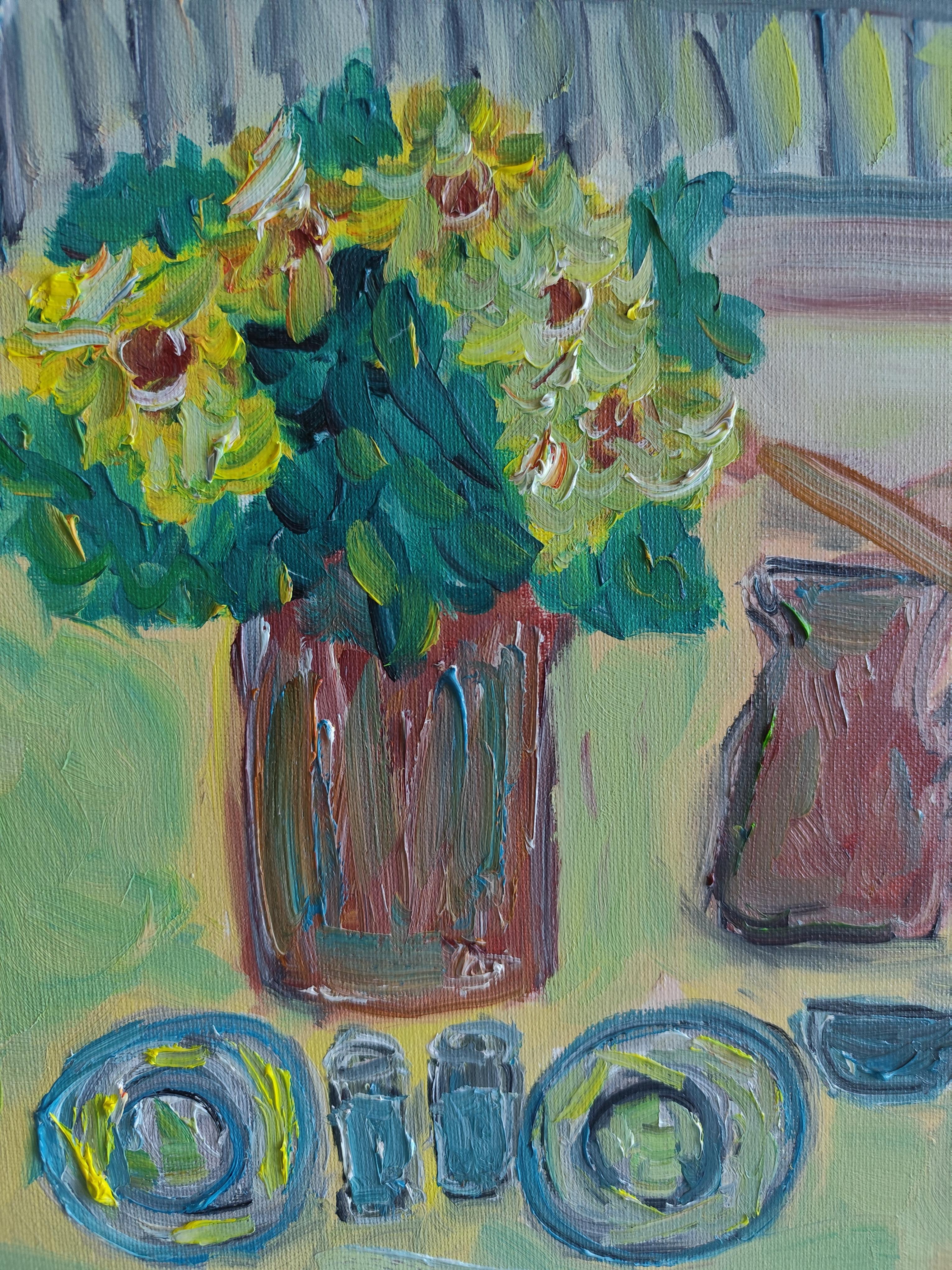 Peinture à l'huile impressionniste expressive de paysage de nature sur cavnas Provence France en vente 13